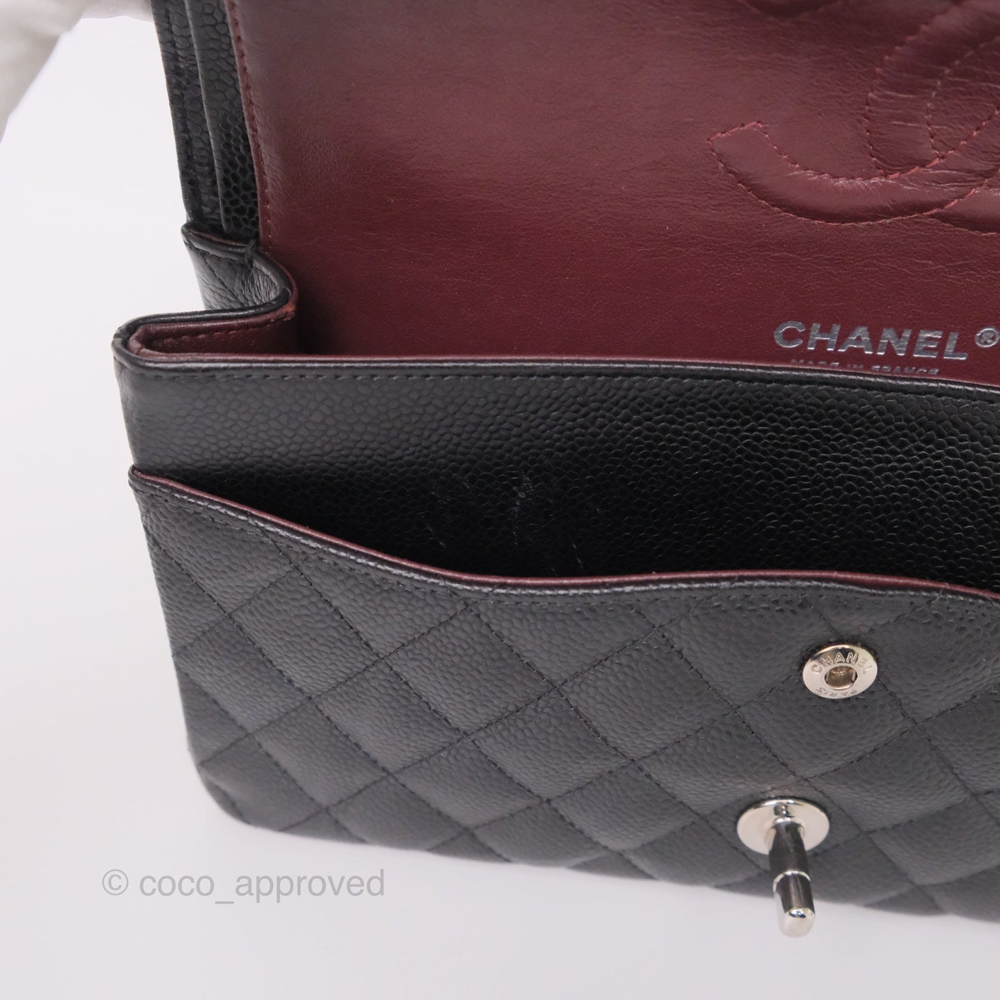 Chanel Classic M/L Medium Flap Quilted Black Caviar Silver Hardware