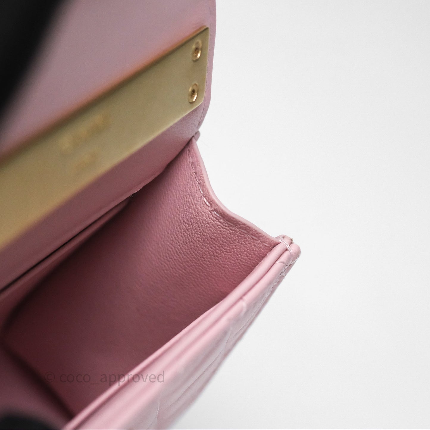 Chanel Mini Enamel Handle Clutch on Chain Pink Lambskin Gold Hardware 22B