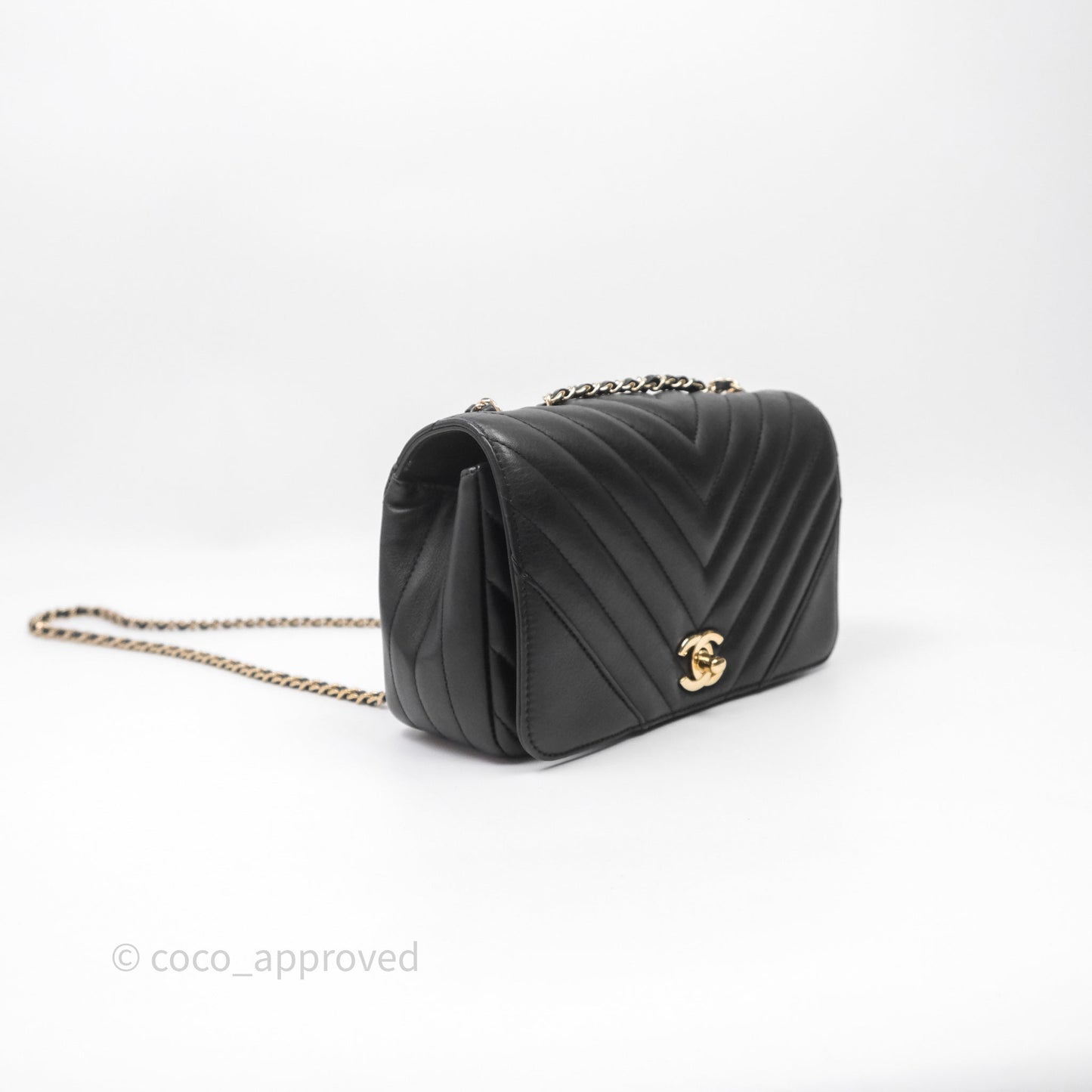 Chanel Small Statement Chevron Flap Bag Black Gold Hardware