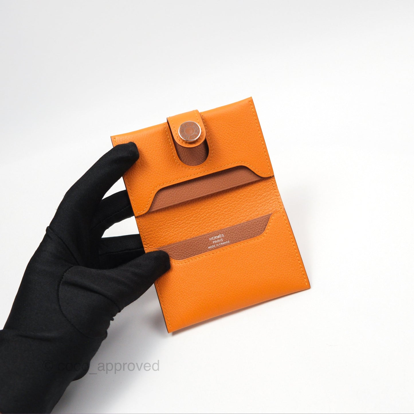 Hermès R.M.S Card Holder I9 Apricot/ 37 Gold Evercolor Palladium Hardware
