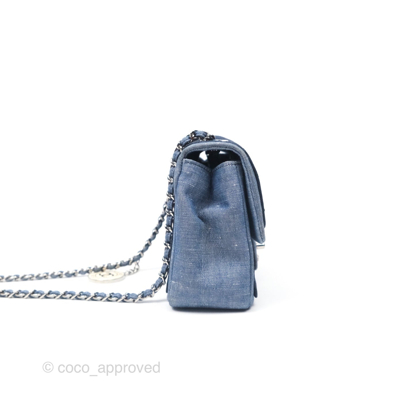 Chanel Quilted Mini Medallion Graphic Denim Blue Silver Hardware