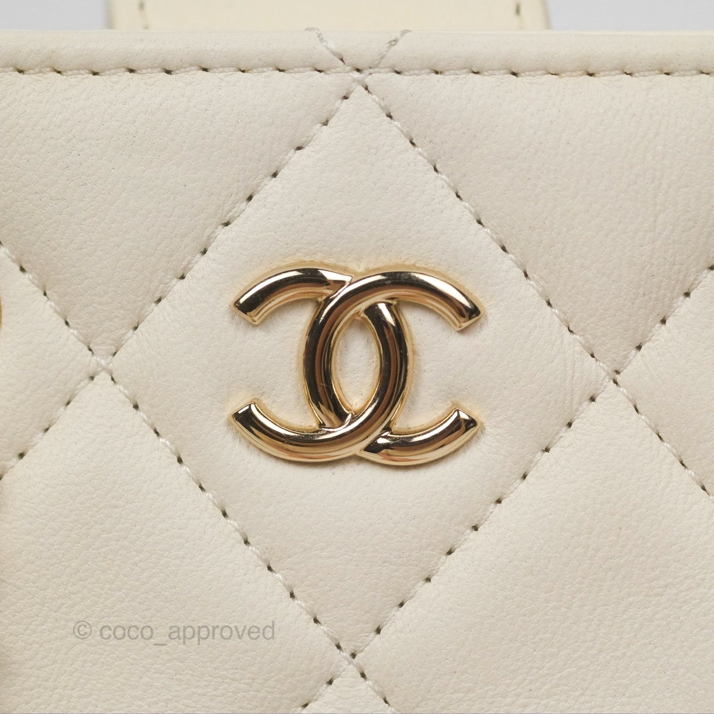 Chanel Mini Square Clutch with Chain Ivory Lambskin Gold Hardware 22C