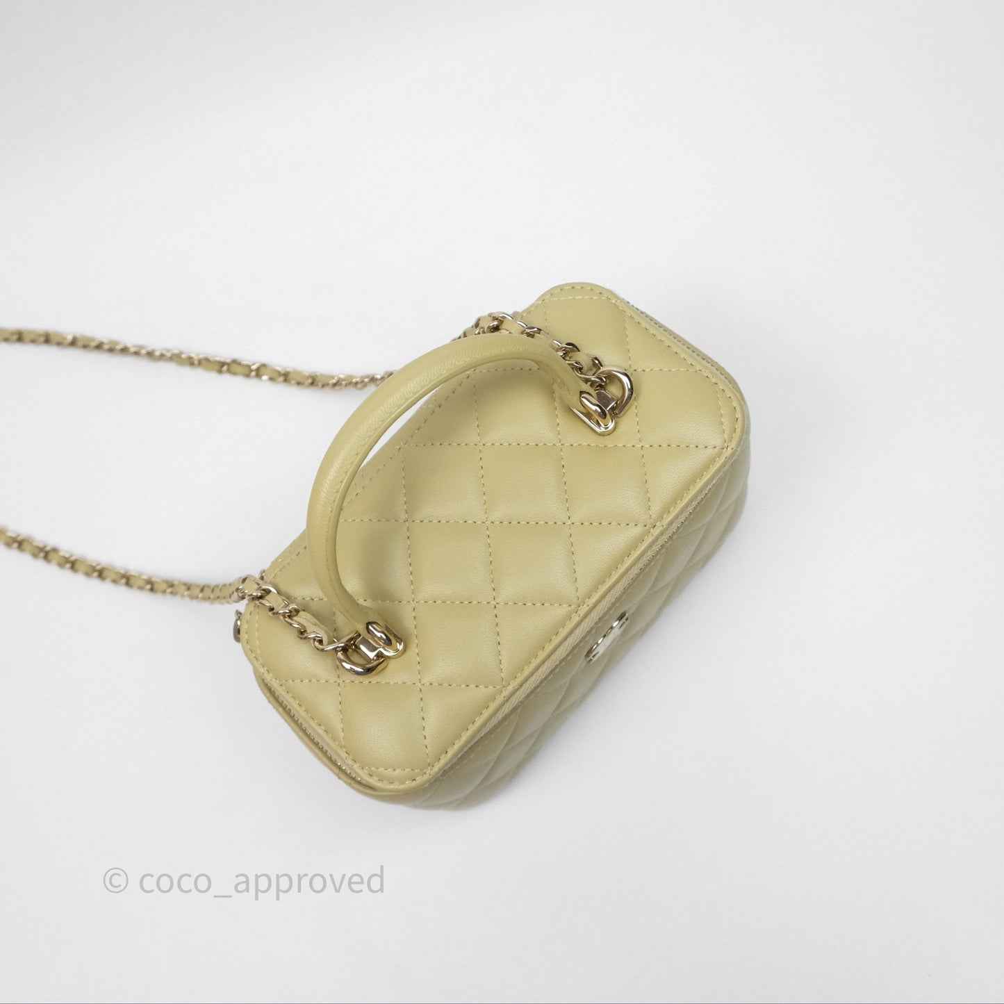 Chanel Top Handle Vanity with Chain Olive Green Lambskin Aged Gold Hardware