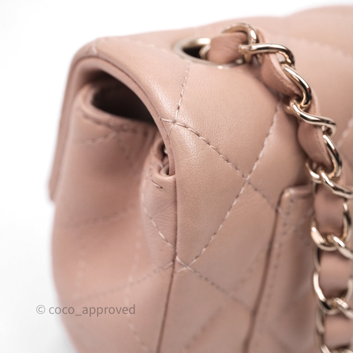 Chanel Mini Rectangular Quilted Beige Lambskin Gold Hardware