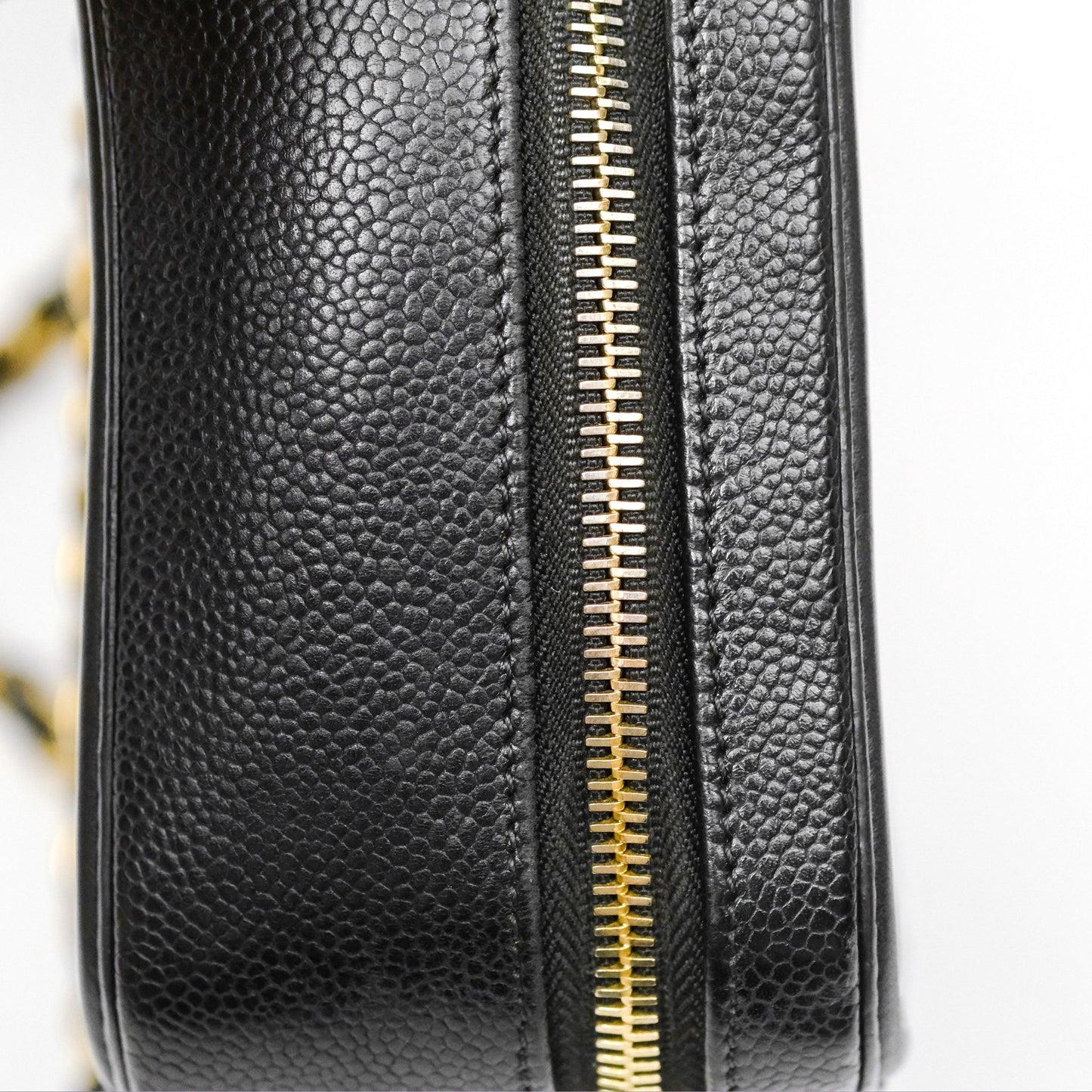 Chanel Quilted Medium CC Filigree Vanity Case Black Caviar Gold Hardware