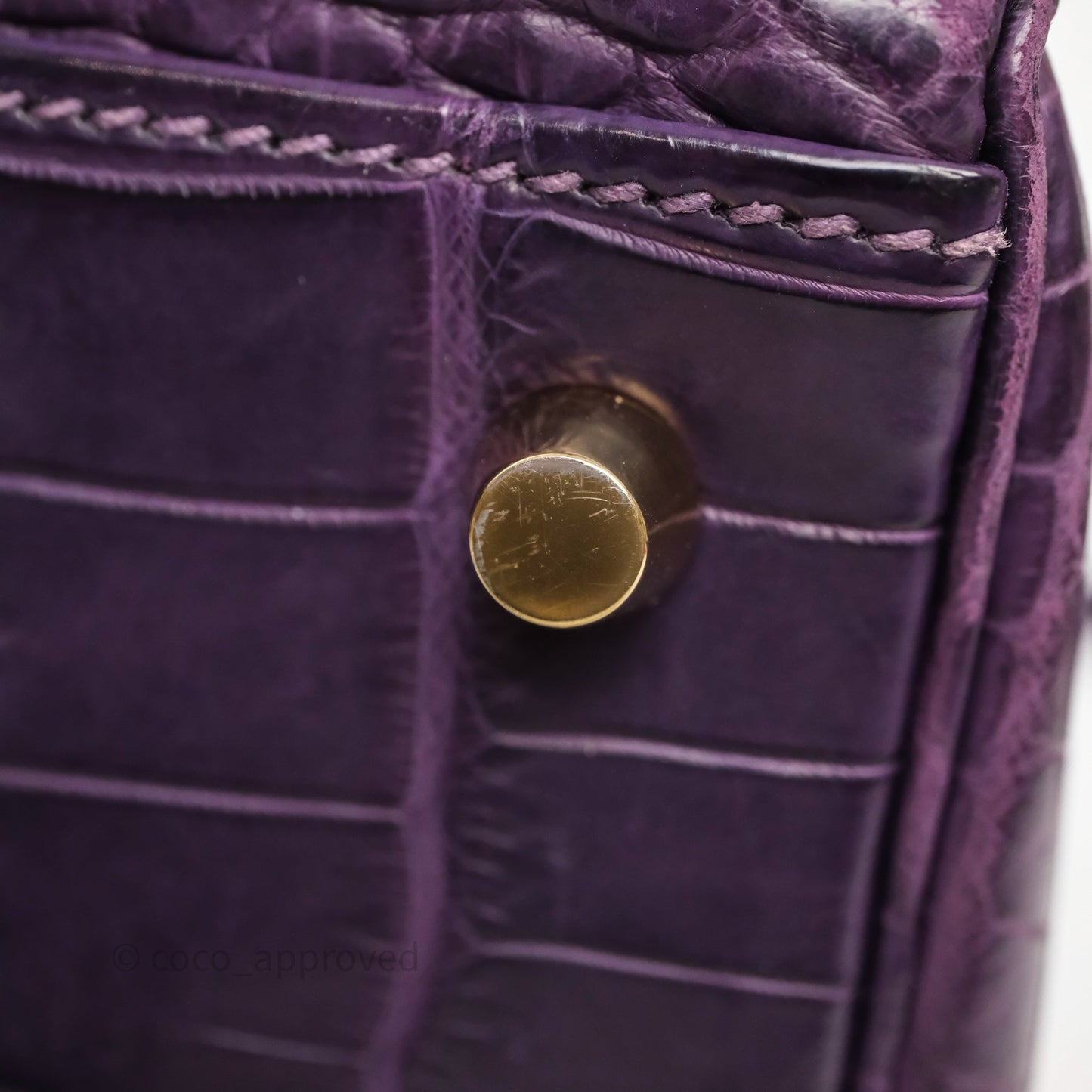 Hermès Kelly 28 Purple Crocodile Gold Hardware