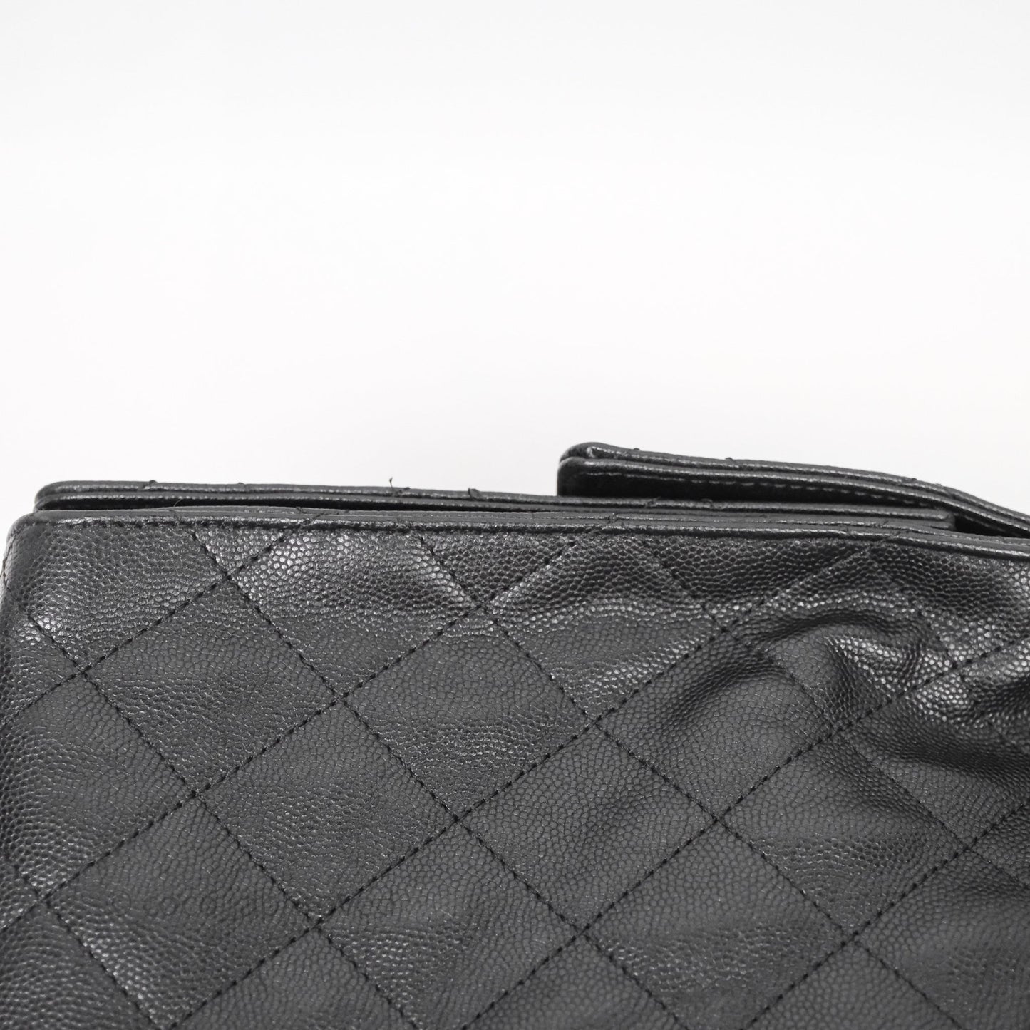Chanel 25 Medium Black Caviar Aged Gold Hardware