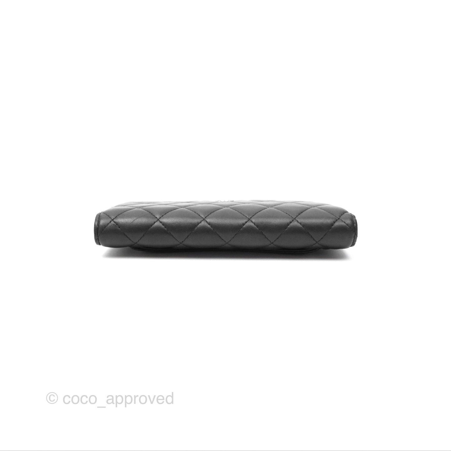 Chanel Classic Quilted Long Wallet Black Lambskin Silver Hardware