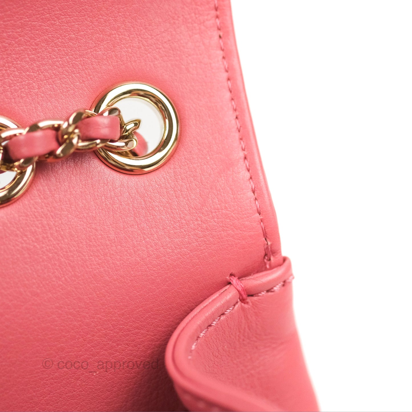 Chanel Small Flat Quilt Round Flap Bag Pink Calfskin Gold Hardware