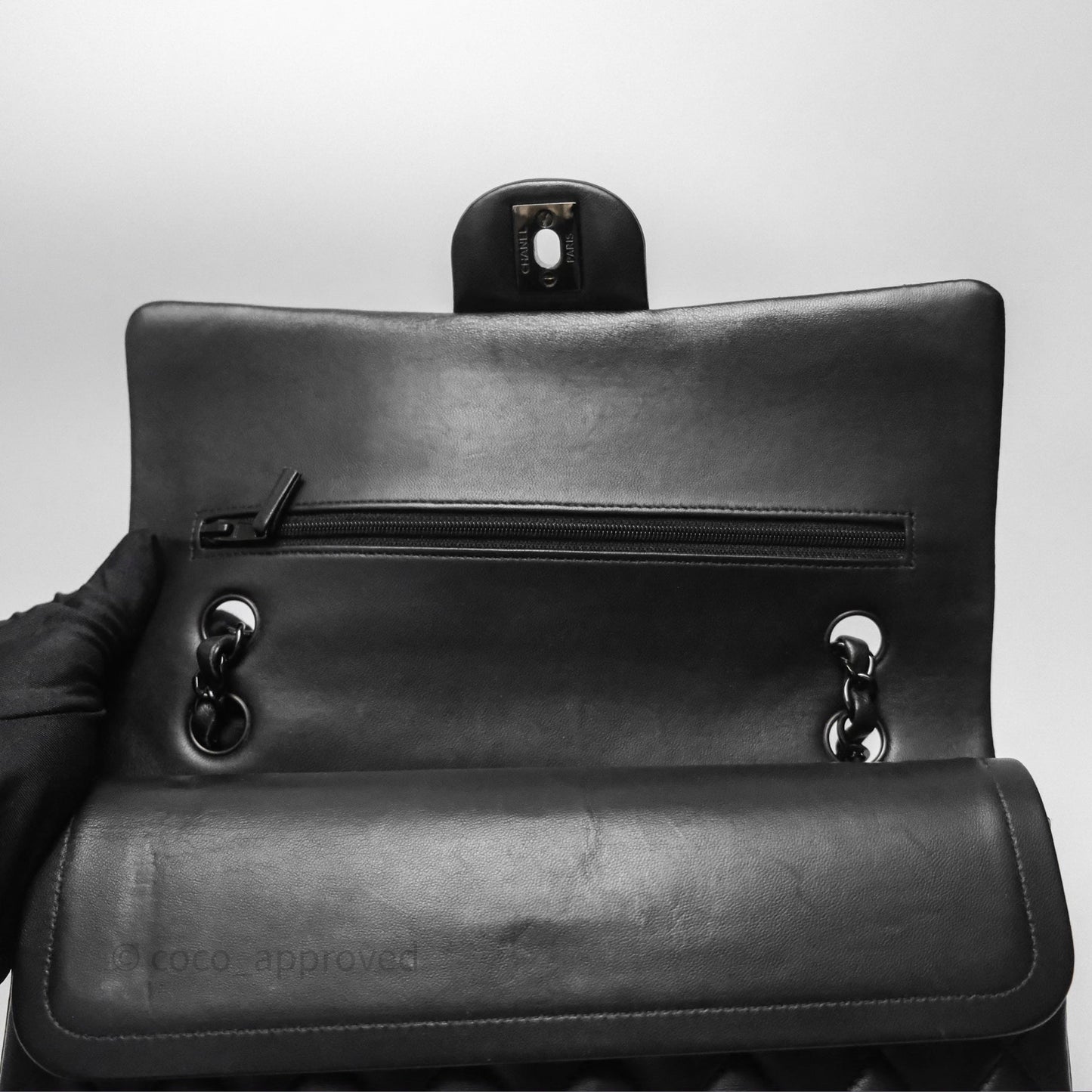Chanel Classic Quilted M/L Medium Double Flap So Black Lambskin