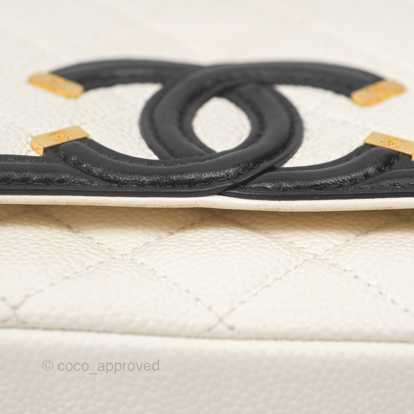 Chanel Small CC Filigree Flap Quilted Ivory Caviar
