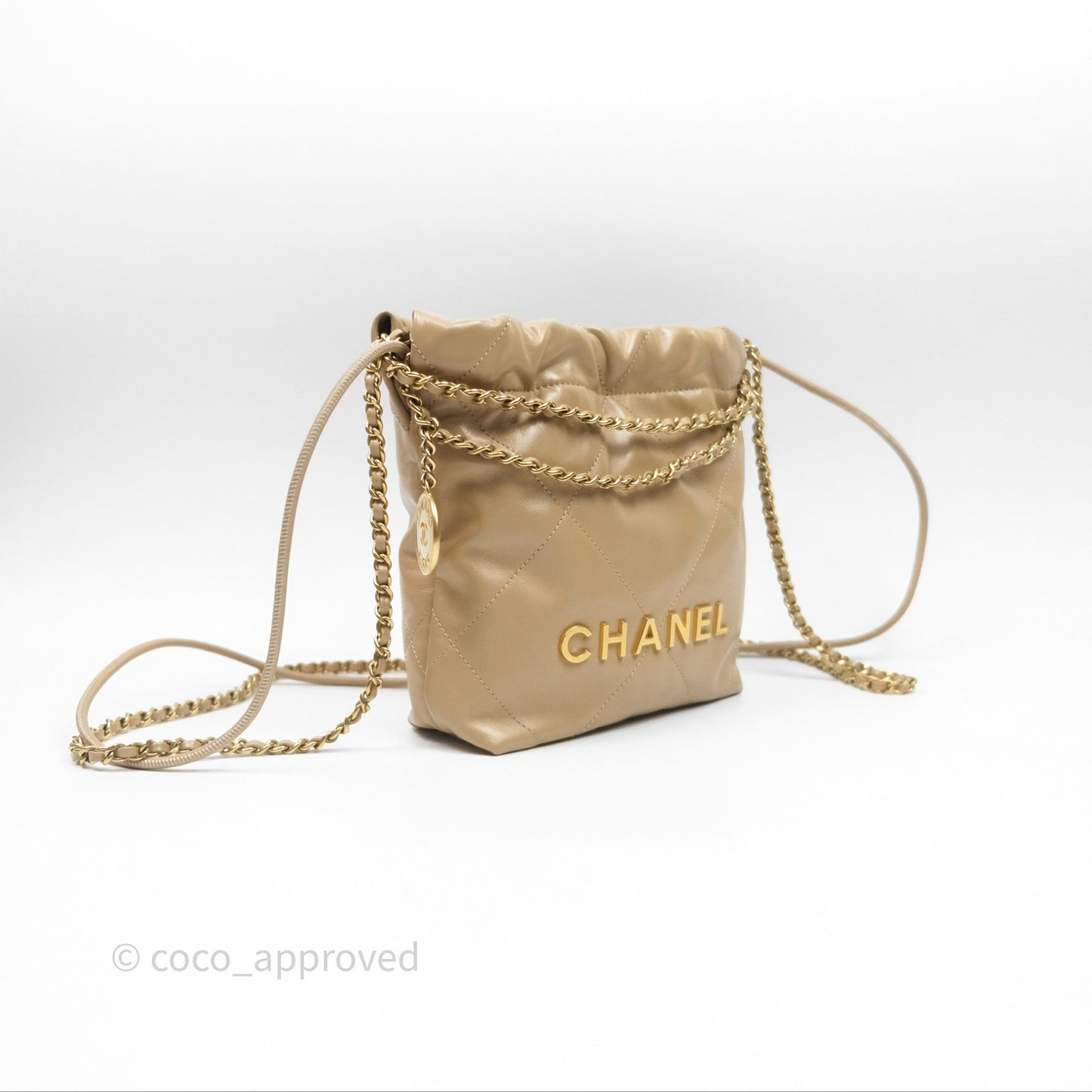 Chanel 22 Mini Bag Beige Shiny Crumpled Calfskin