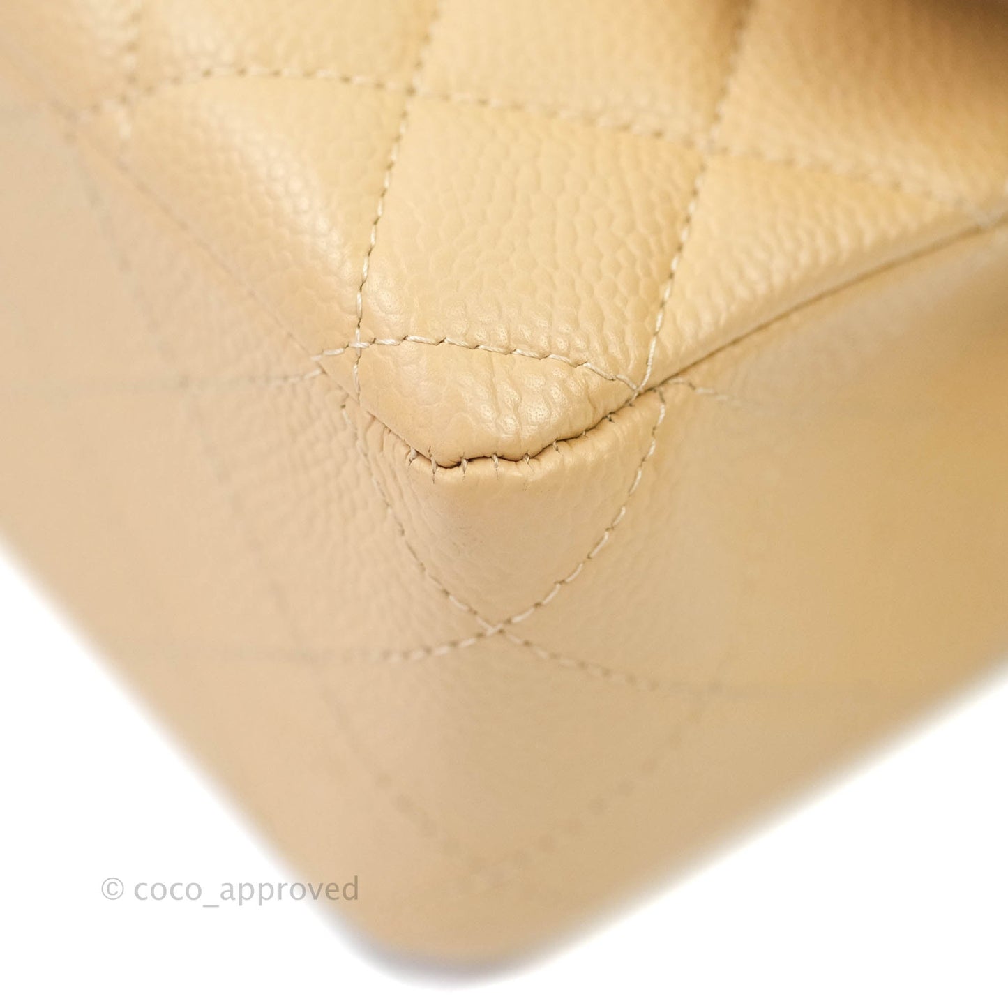 Chanel Classic M/L Medium Double Flap Beige Caviar Gold Hardware