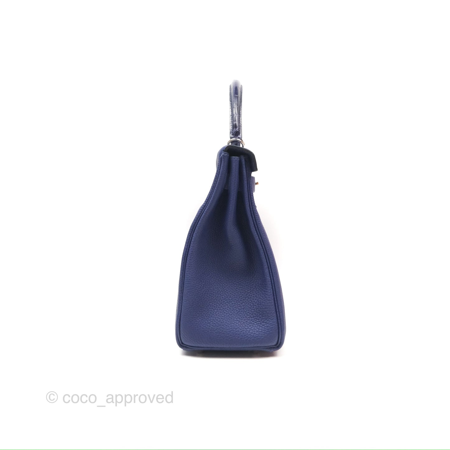 Hermès Kelly 32 Retourne Touch Bleu Encre Croc TM Palladium Hardware