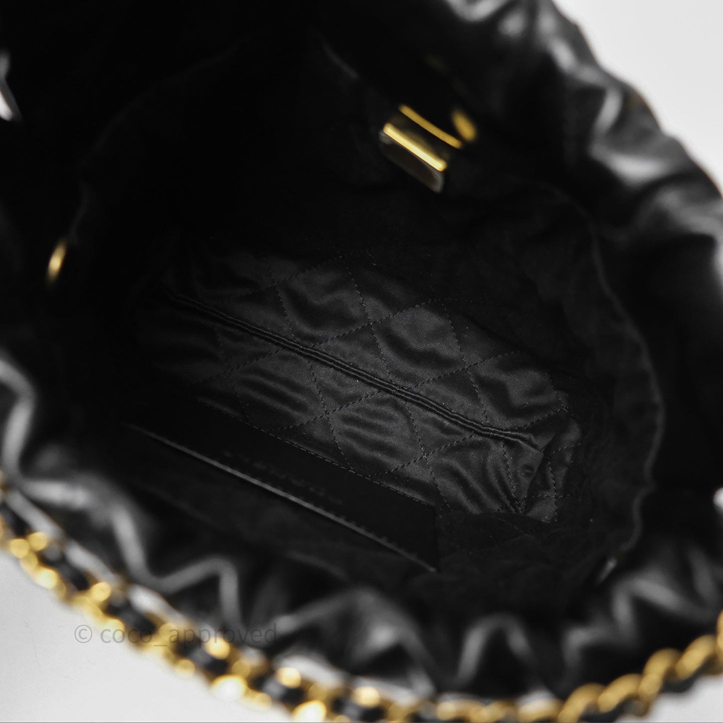 Chanel 22 Mini Bag Black Crumpled Calfskin Aged Gold Hardware