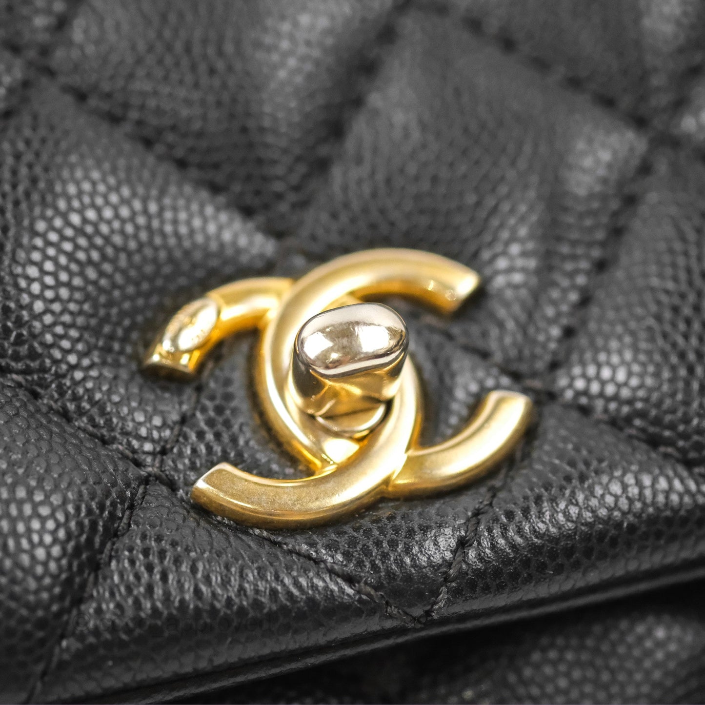 Chanel Small Coco Handle Quilted Black Caviar Gold Hardware