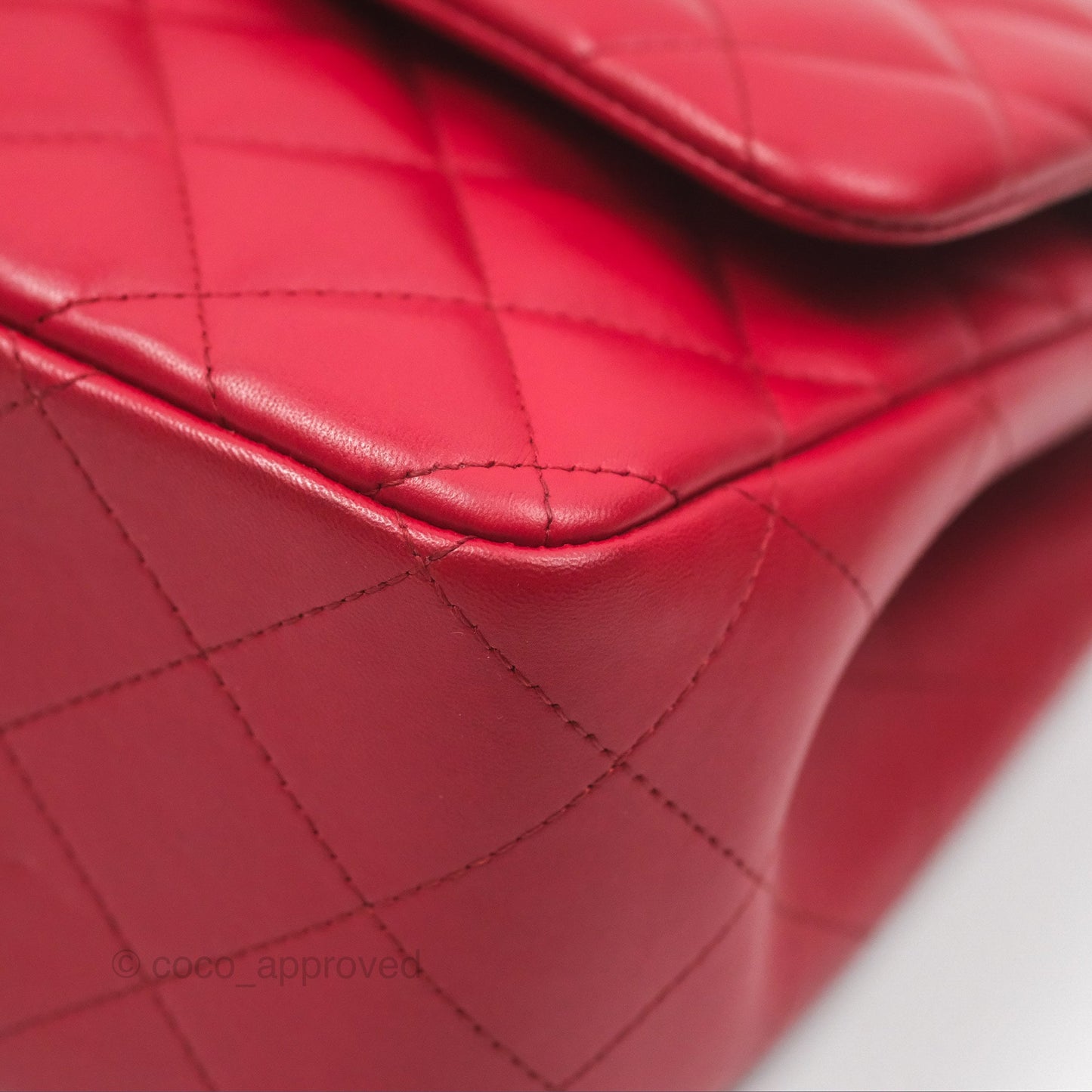 Chanel Jumbo Double Flap Red Lambskin Silver Hardware