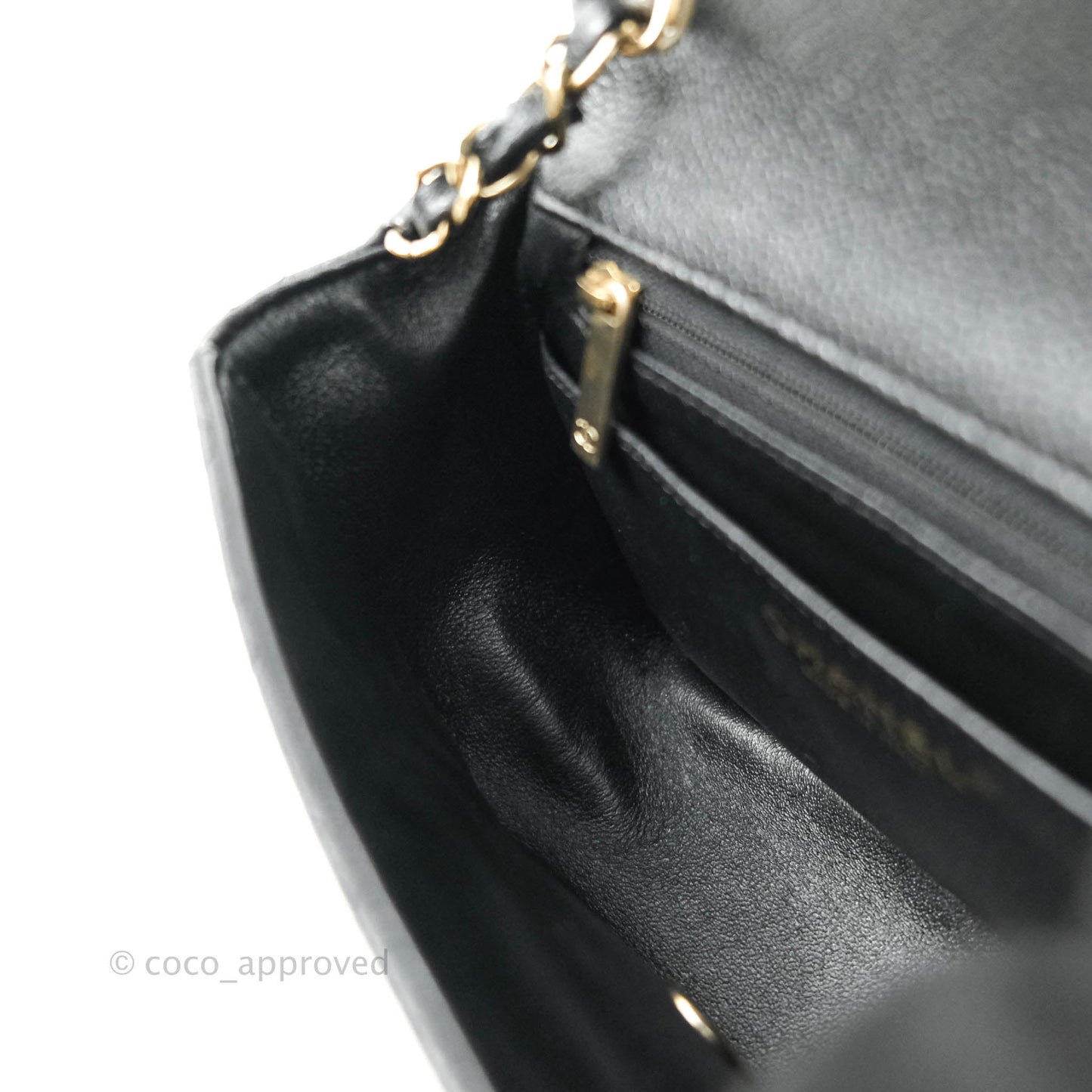 Chanel Mini Square Charcoal Black Caviar Matte Gold Hardware