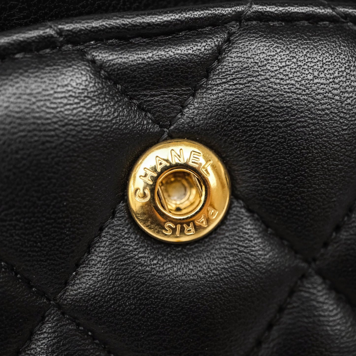 Chanel Quilted Classic M/L Medium Flap  Black Lambskin Gold Hardware