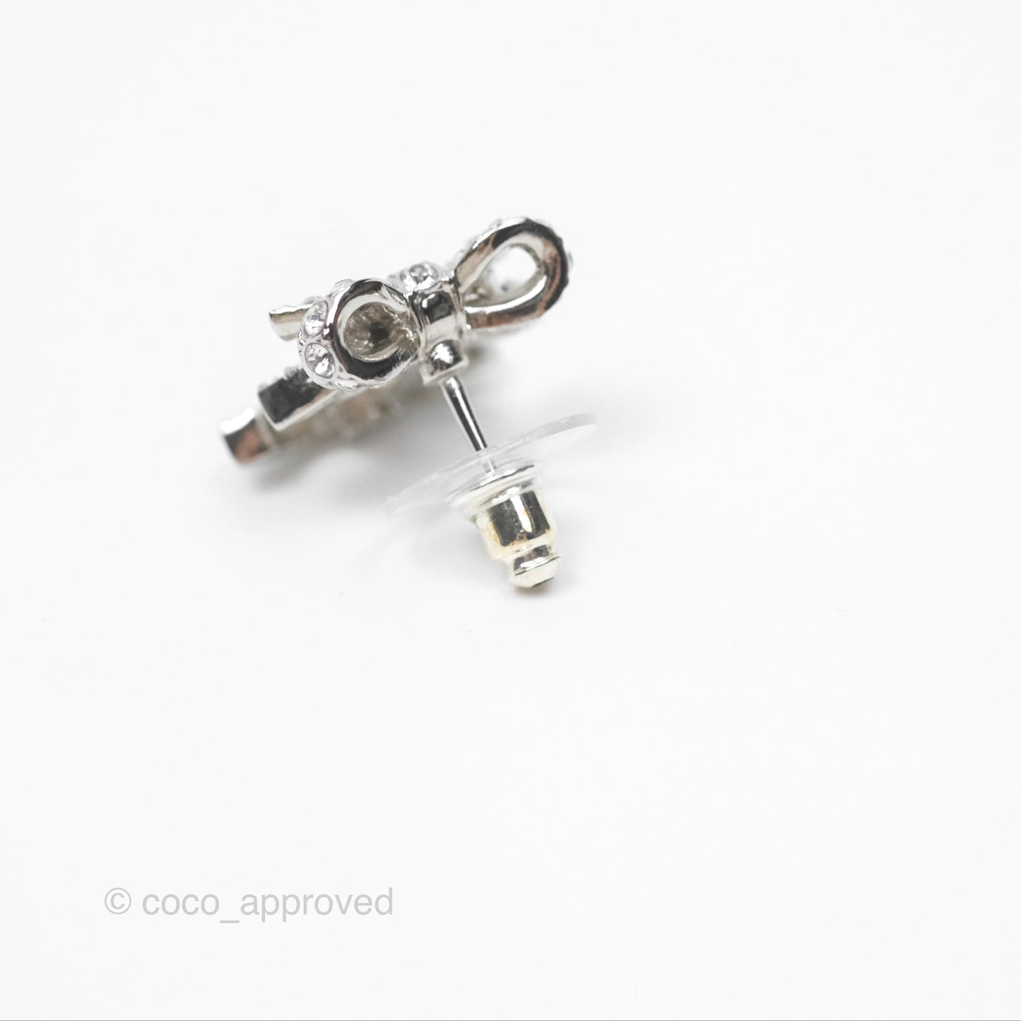 Chanel Crystal Ribbon Bow CC Earrings 24V