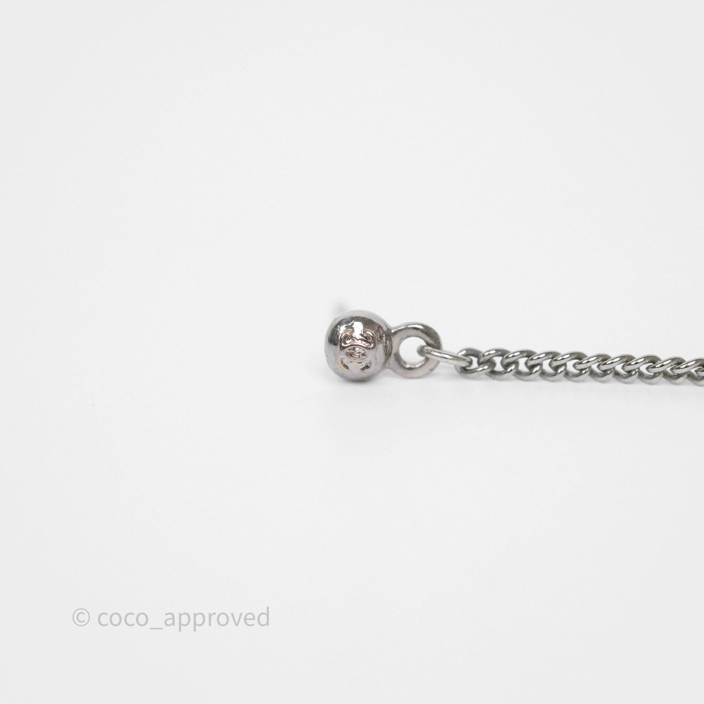 Chanel CC Crystal Long Drop Earrings Silver Tone 21V
