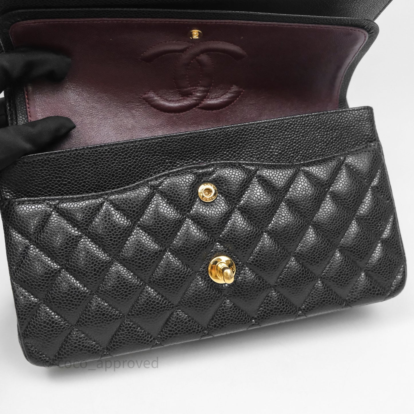 Chanel Classic M/L Medium Flap Quilted Black Caviar Gold Hardware