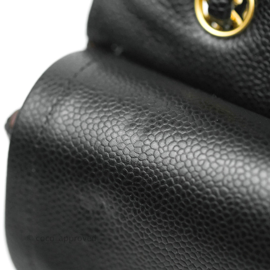 Chanel Classic Double Flap M/L Black Caviar Gold Hardware