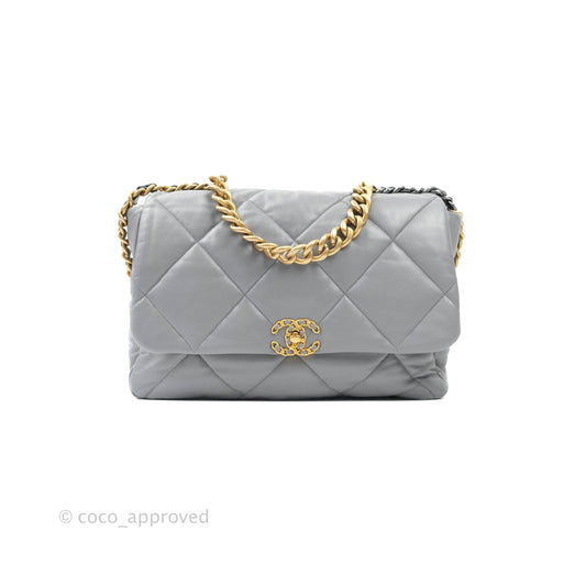 Chanel 19 Large Grey Goatskin Mixed Hardware