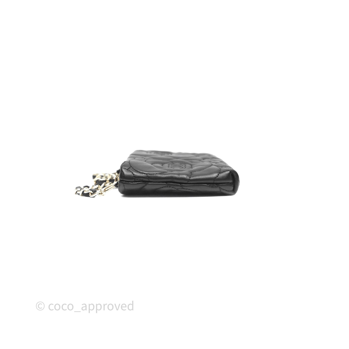 Chanel Camellia Pochette Clutch Black Lambskin Gold Hardware