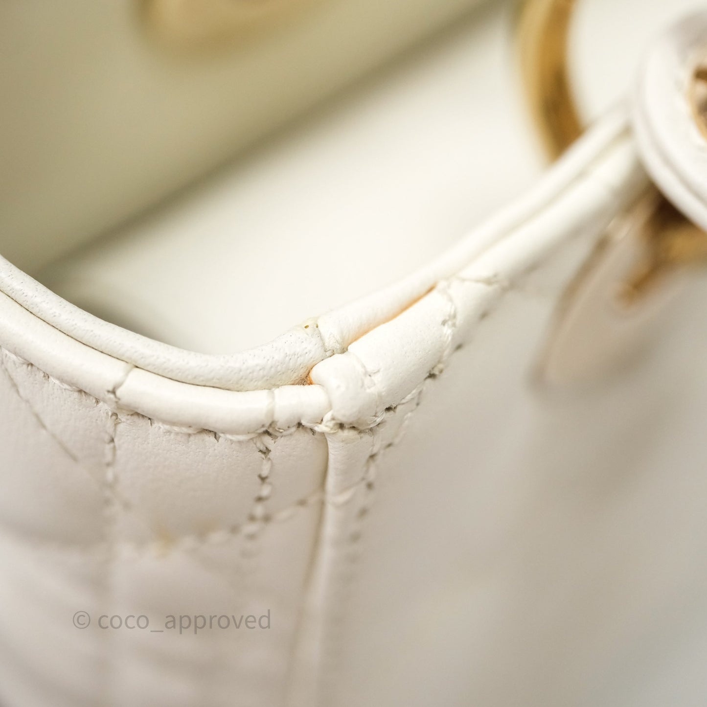 Christian Dior Small My ABCDior Lady Dior Bag White Cannage Lambskin Gold Hardware