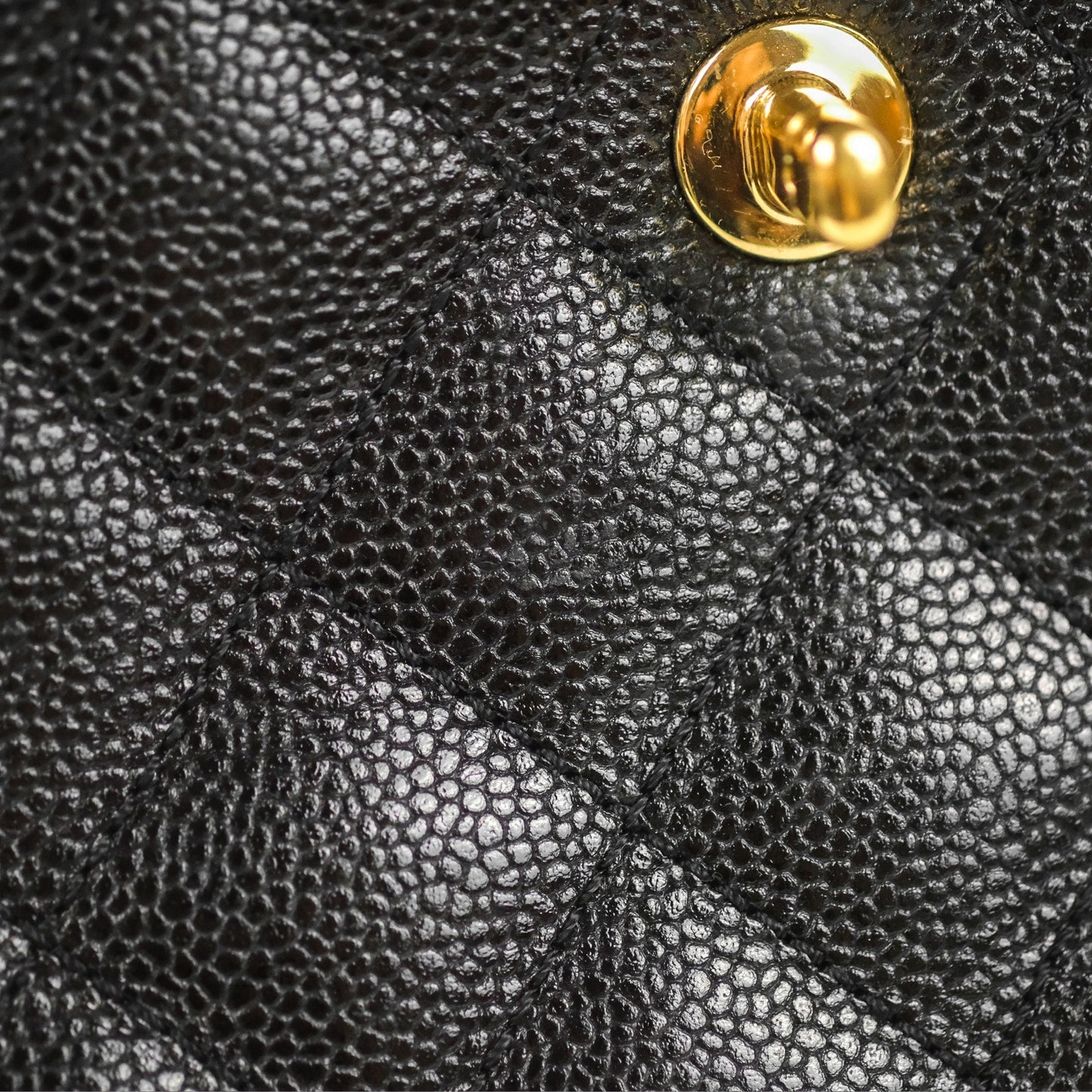Chanel Vintage Kelly Quilted Flap Black Caviar 24K Gold Hardware