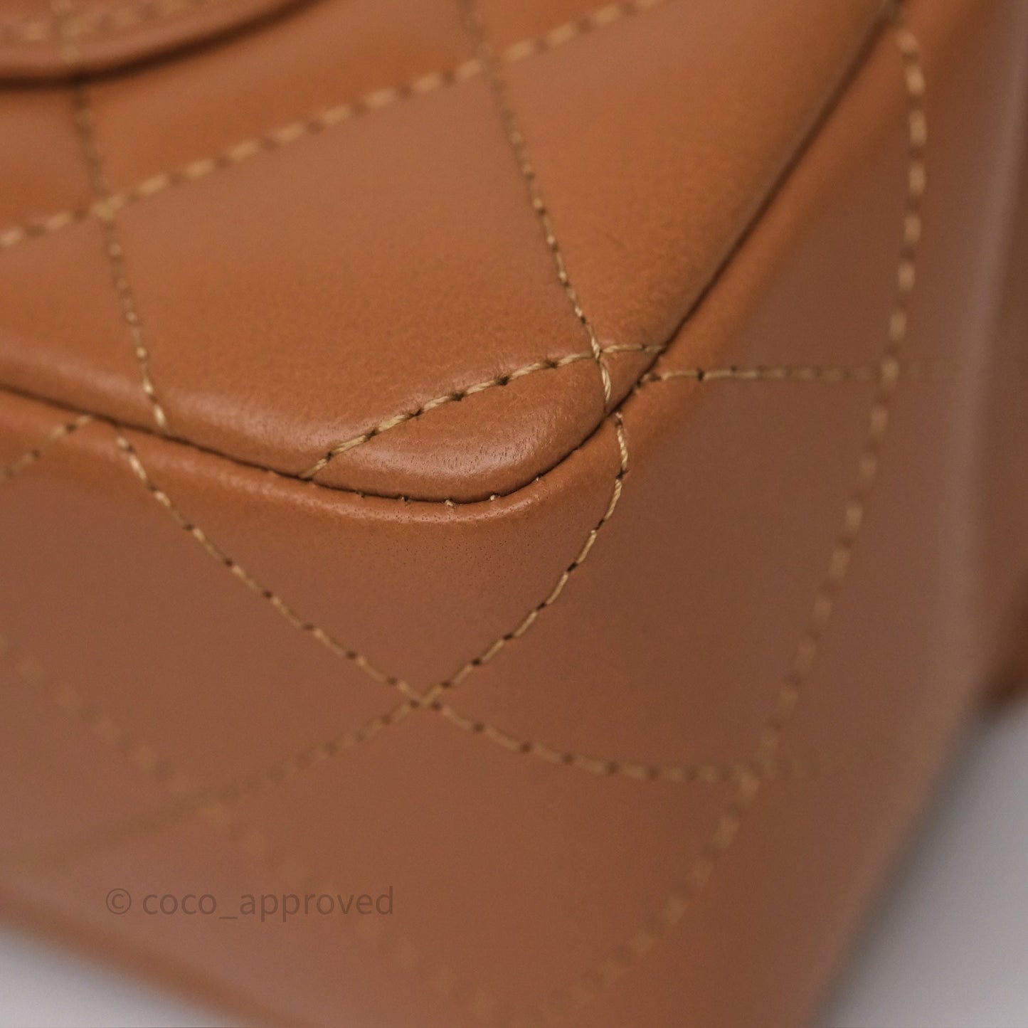 Chanel Mini Rectangular Flap Quilted Caramel Beige Lambskin Gold Hardware