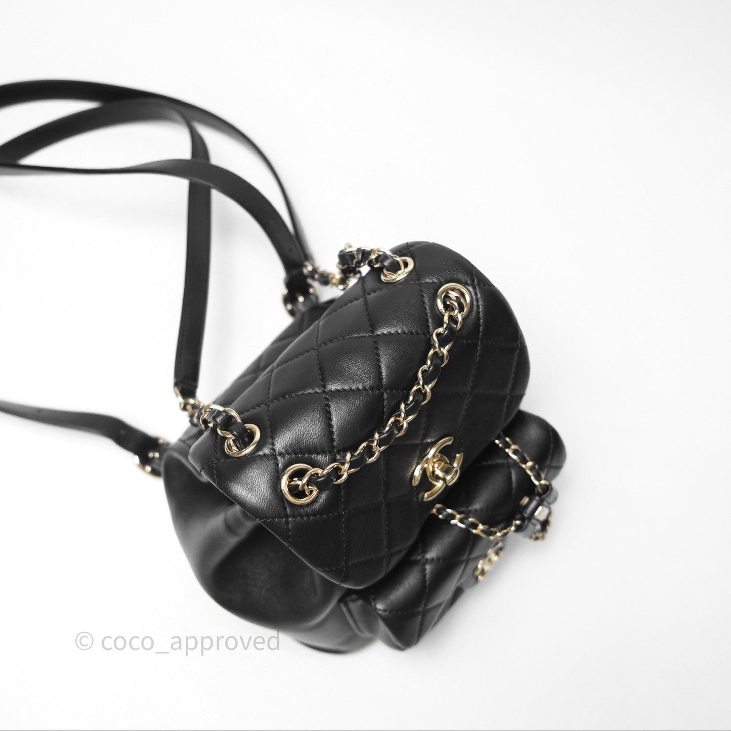 Chanel Small Duma Drawstring Backpack Black Lambskin Gold Hardware