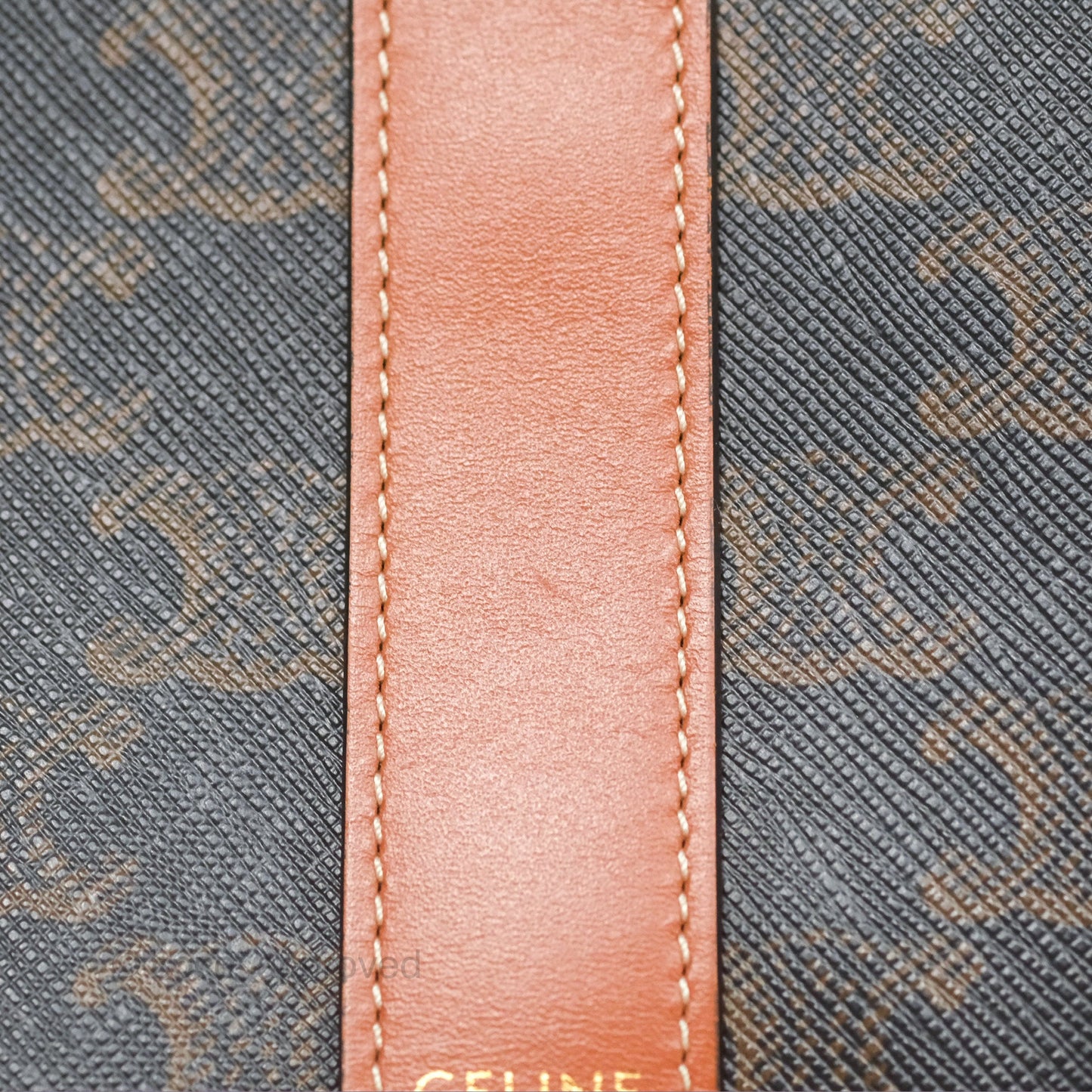 Celine Small Bucket Triomphe Canvas Tan Calfskin