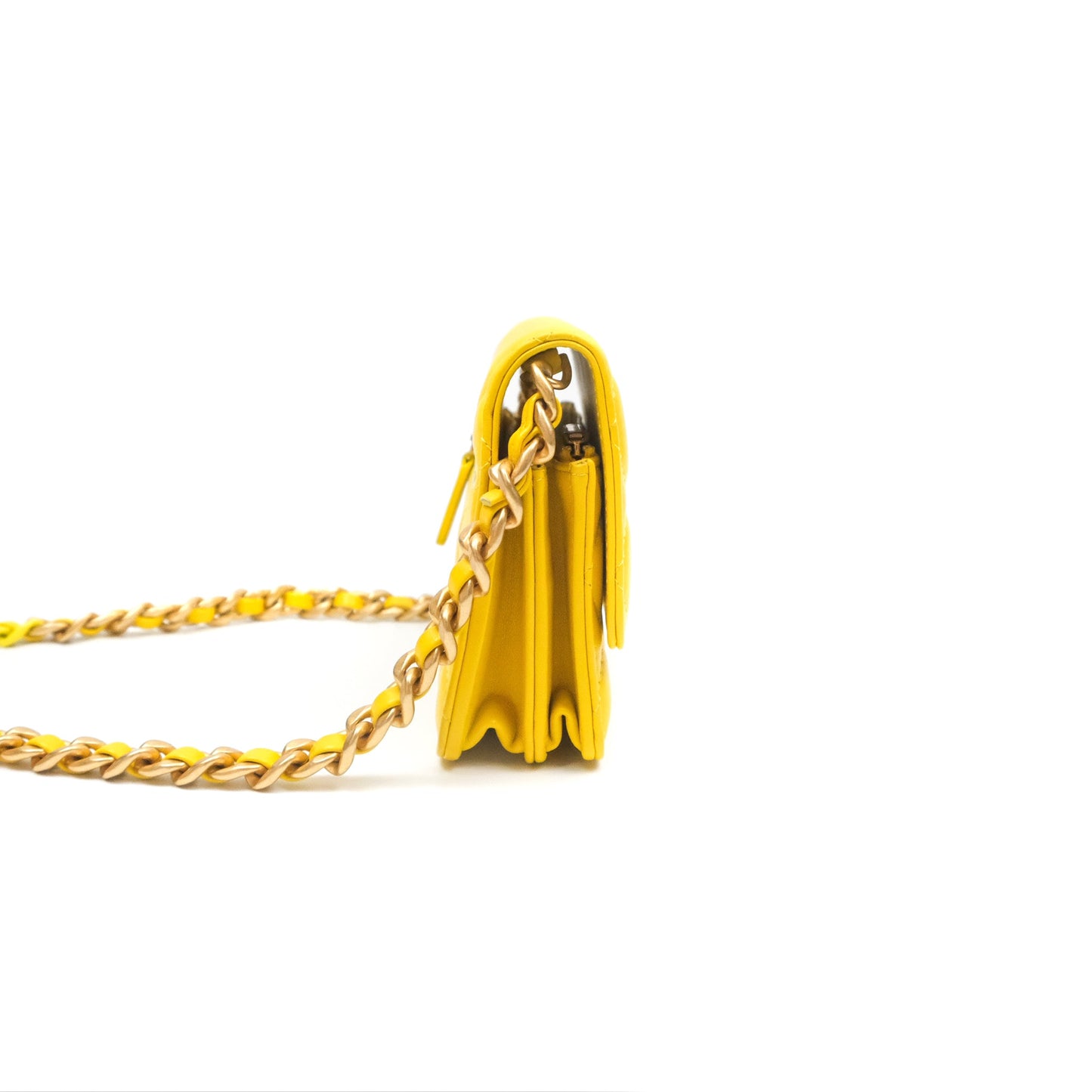 Chanel Lacquered Chain Mini WOC Yellow Lambskin