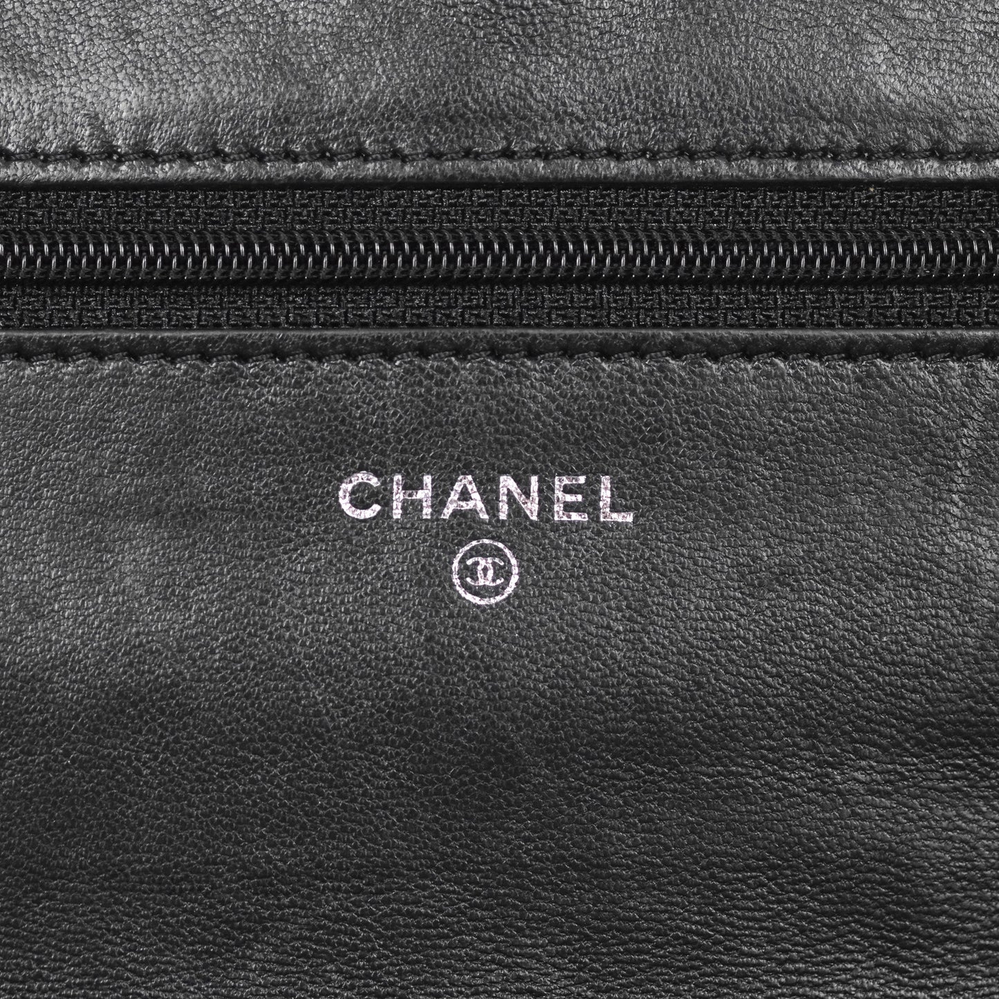 Chanel Camellia Embossed Wallet on Chain WOC Black Lambskin Silver Hardware