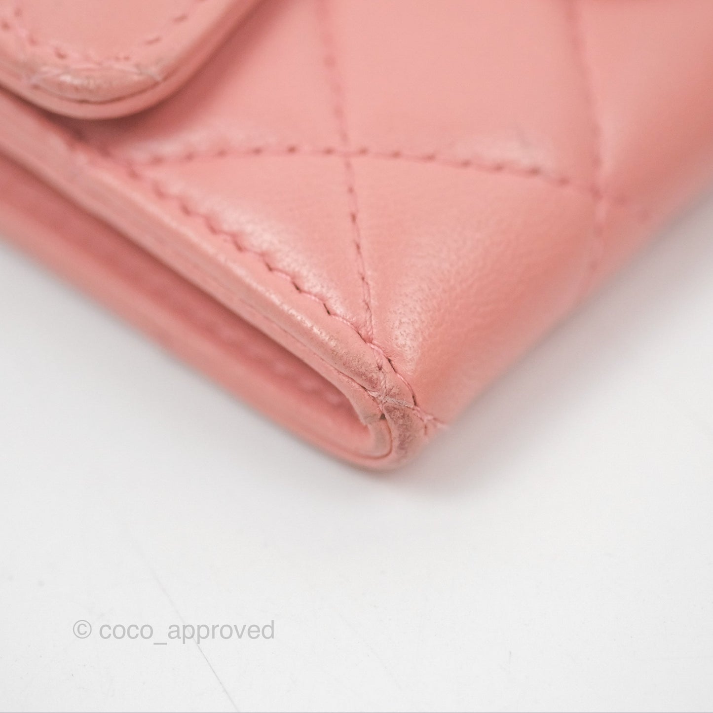 Chanel Quilted Flap Card Holder Pink Lambskin Gold Hardware