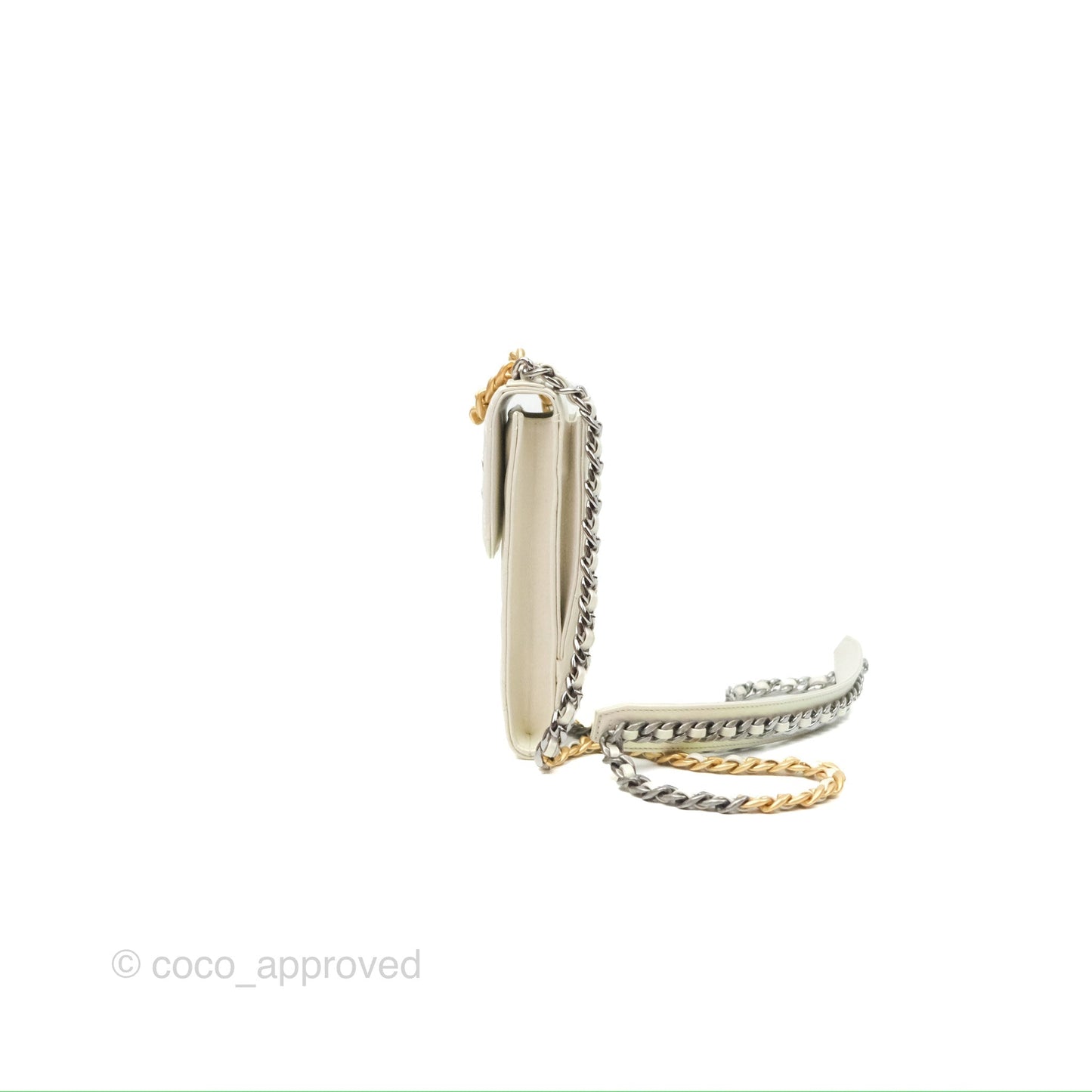 Chanel 19 Phone Holder Iridescent Ivory Mixed Hardware