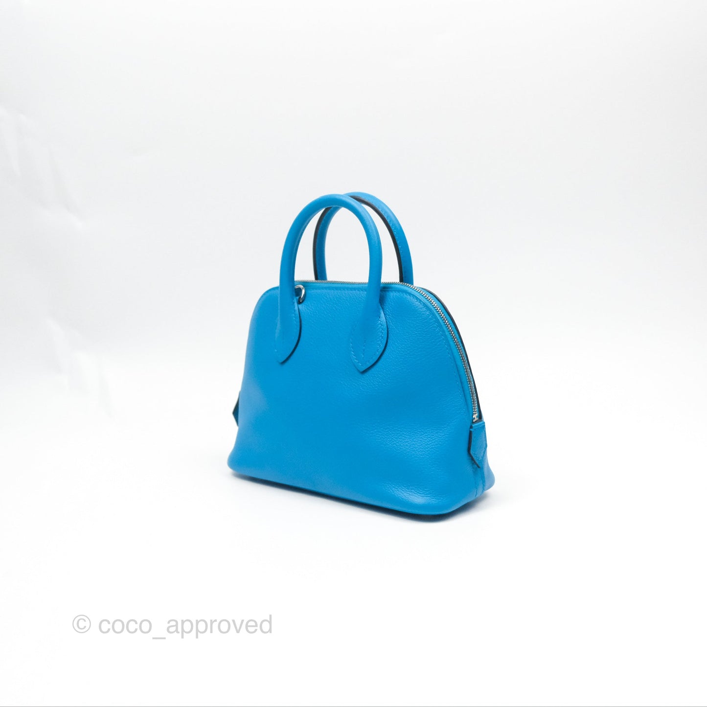 Hermès Bolide Mini 1923 Bleu Frida Evercolor Palladium Hardware