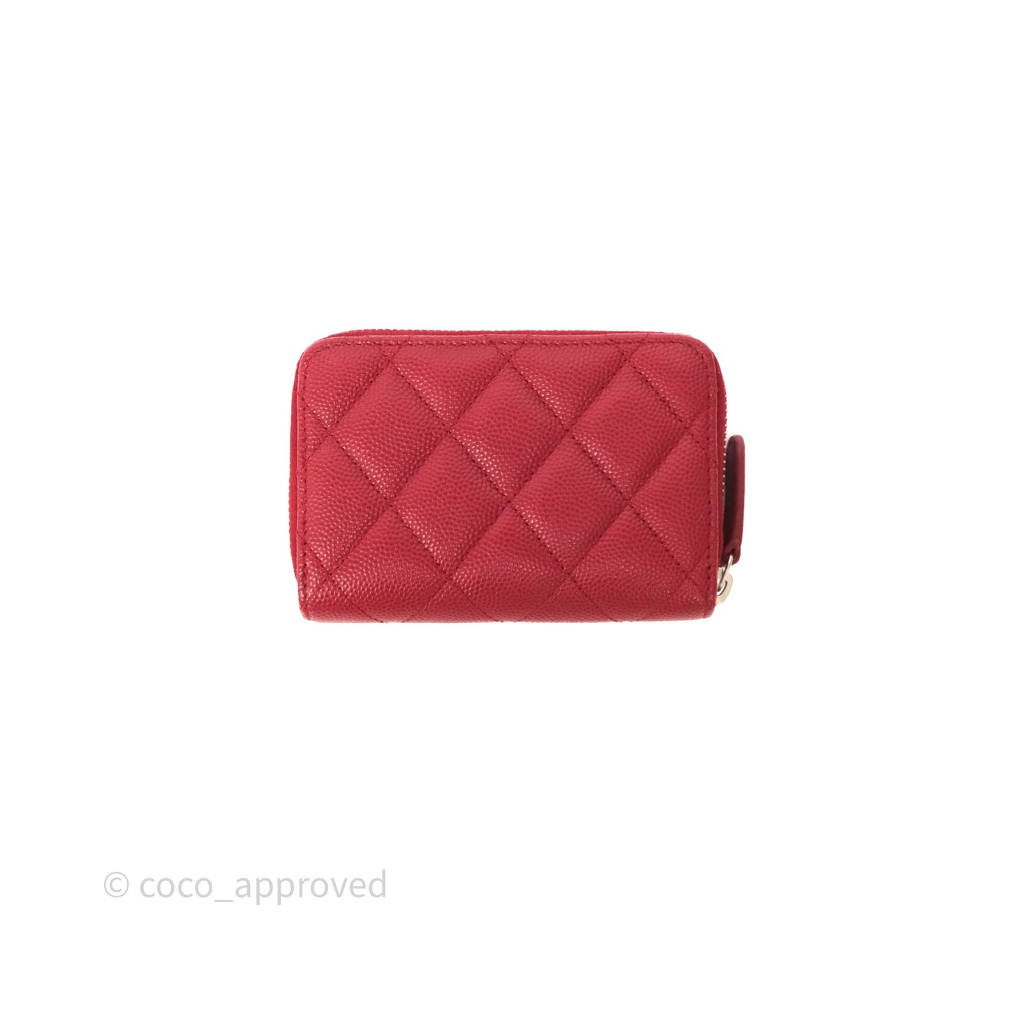 Chanel Classic Zipped Coin Purse Red Caviar Silver Hardware