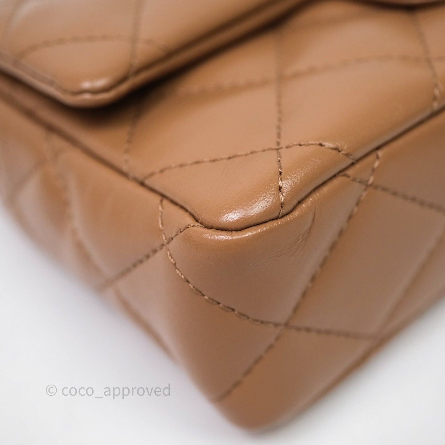 Chanel Top Handle Flap Bag Beige Lambskin Gold Hardware