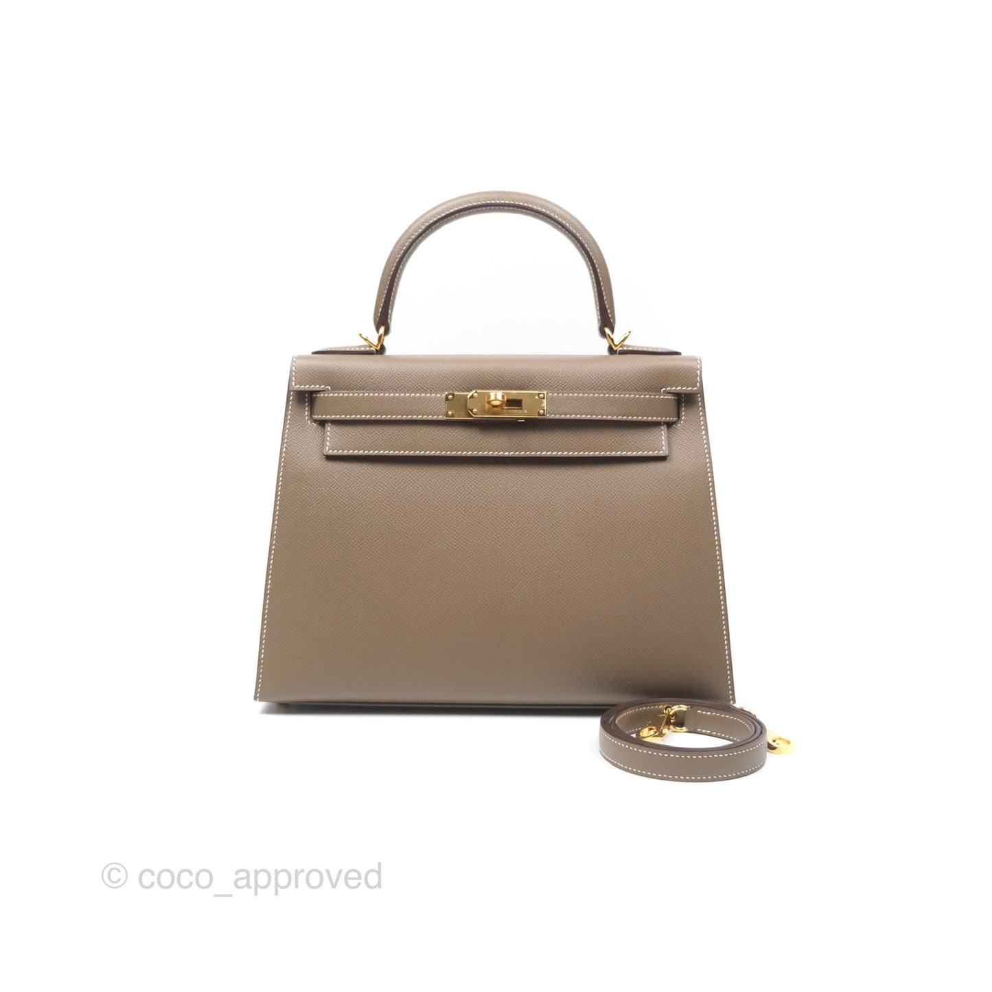 Hermès Kelly Sellier 28 Etoupe 18 Epsom Gold Hardware