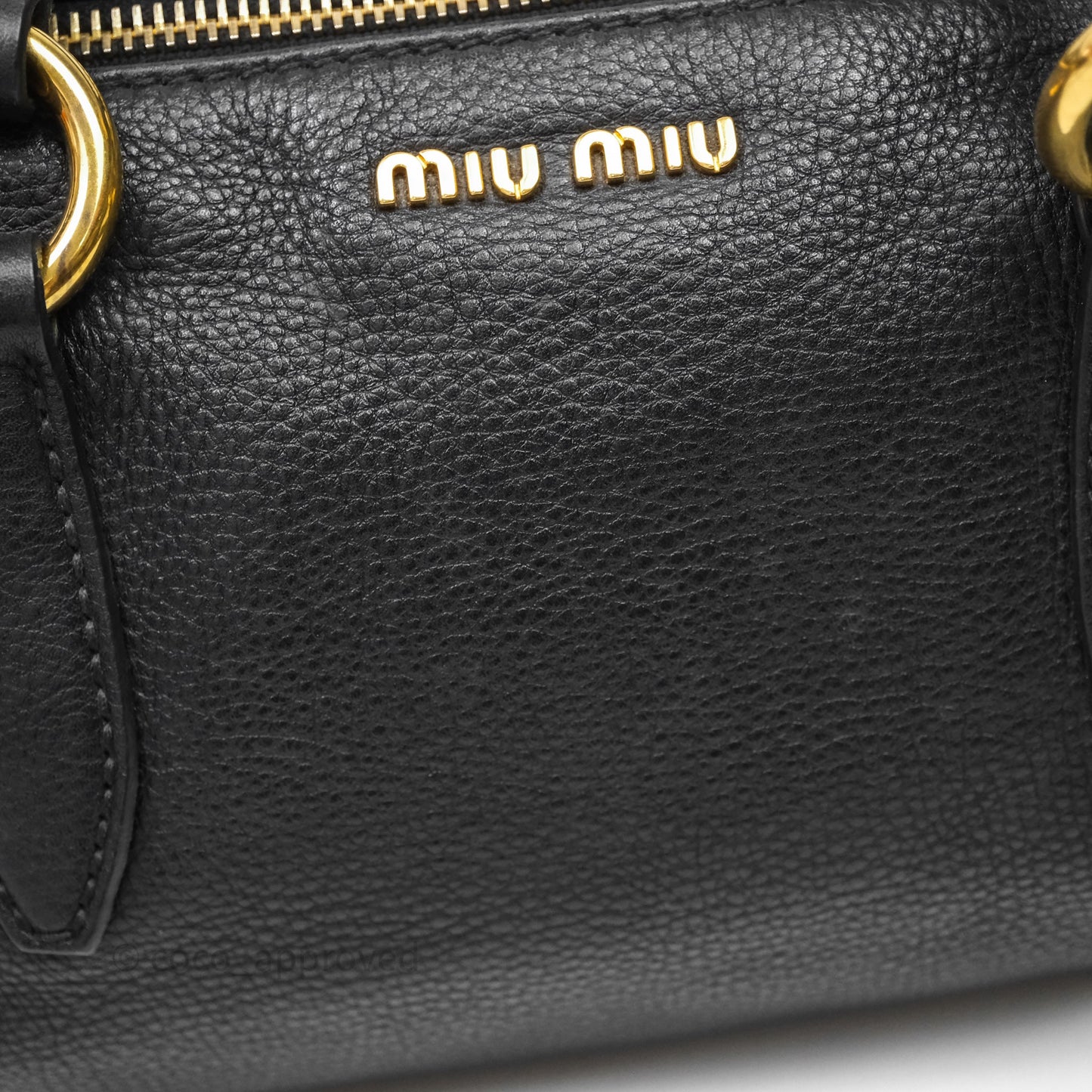 Miu Miu Vitello Tote Bag Black Gold Hardware