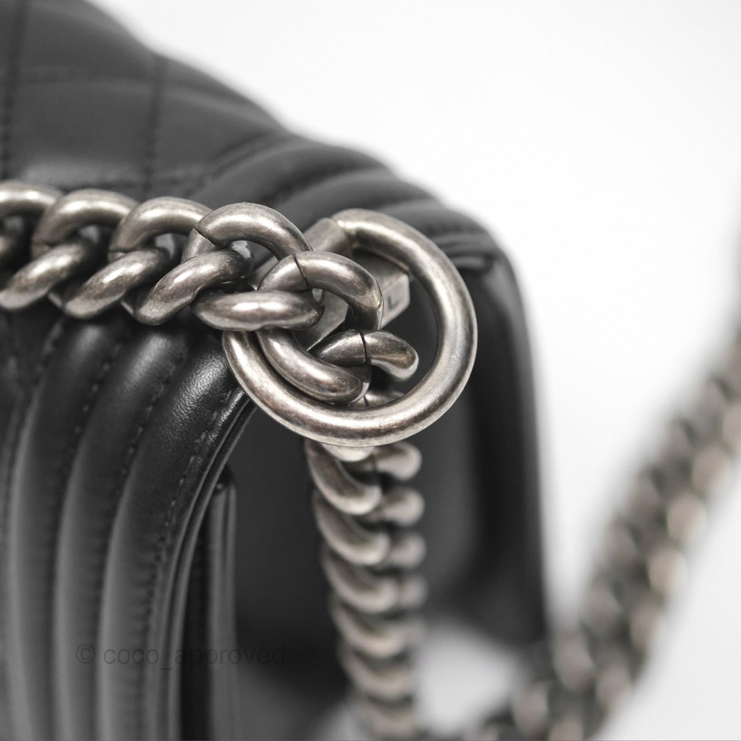 Chanel Small Boy Black Calfskin Ruthenium Hardware