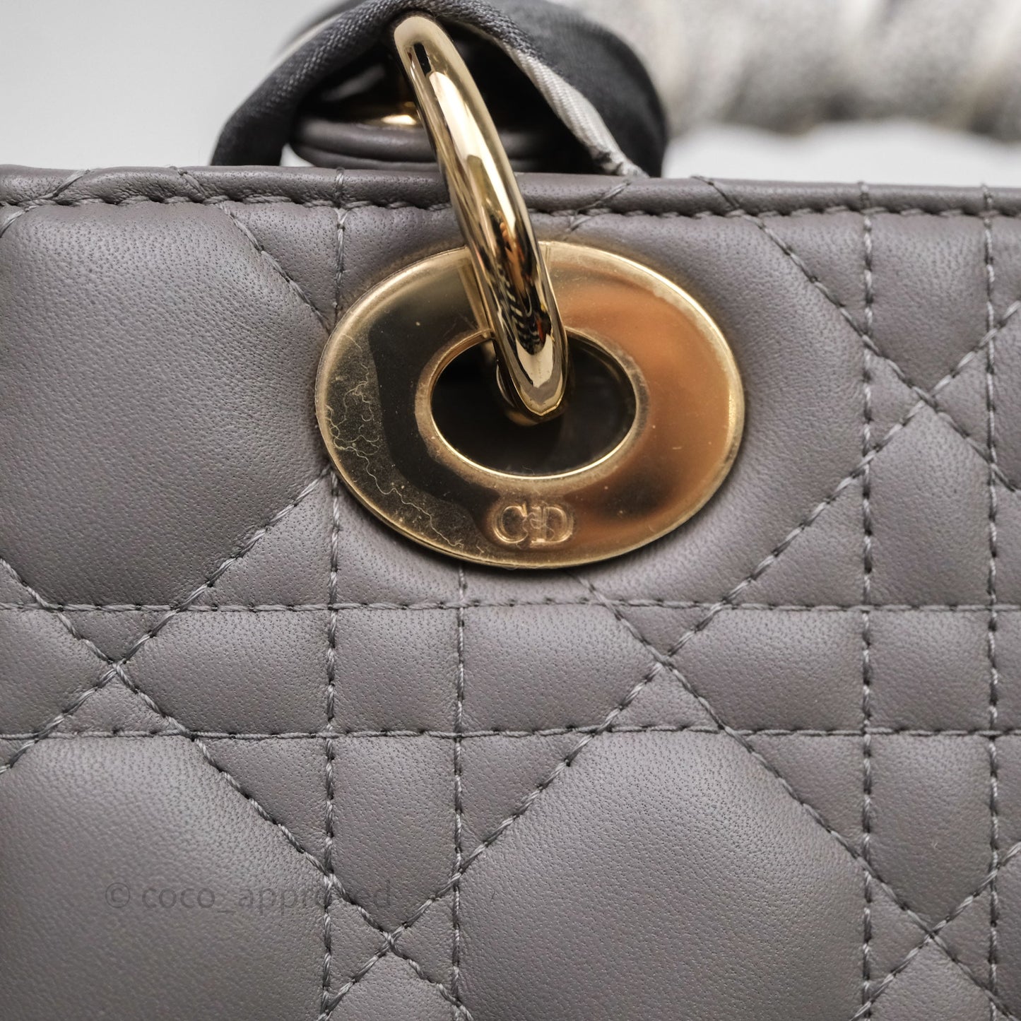 Christian Dior Small Lady Dior Grey Lambskin Gold Hardware