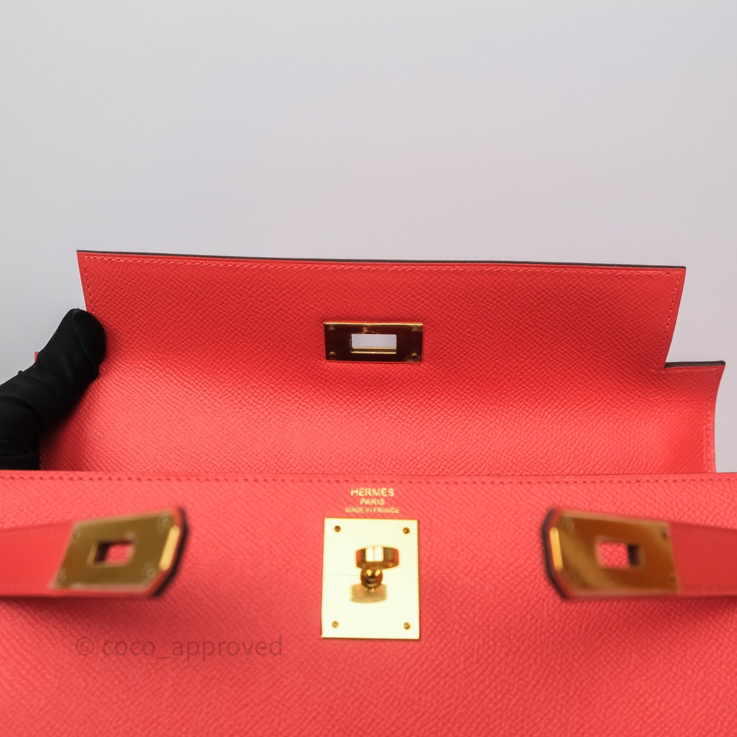 Hermès Sellier Kelly 28 Rose Jaipur Epsom Gold Hardware