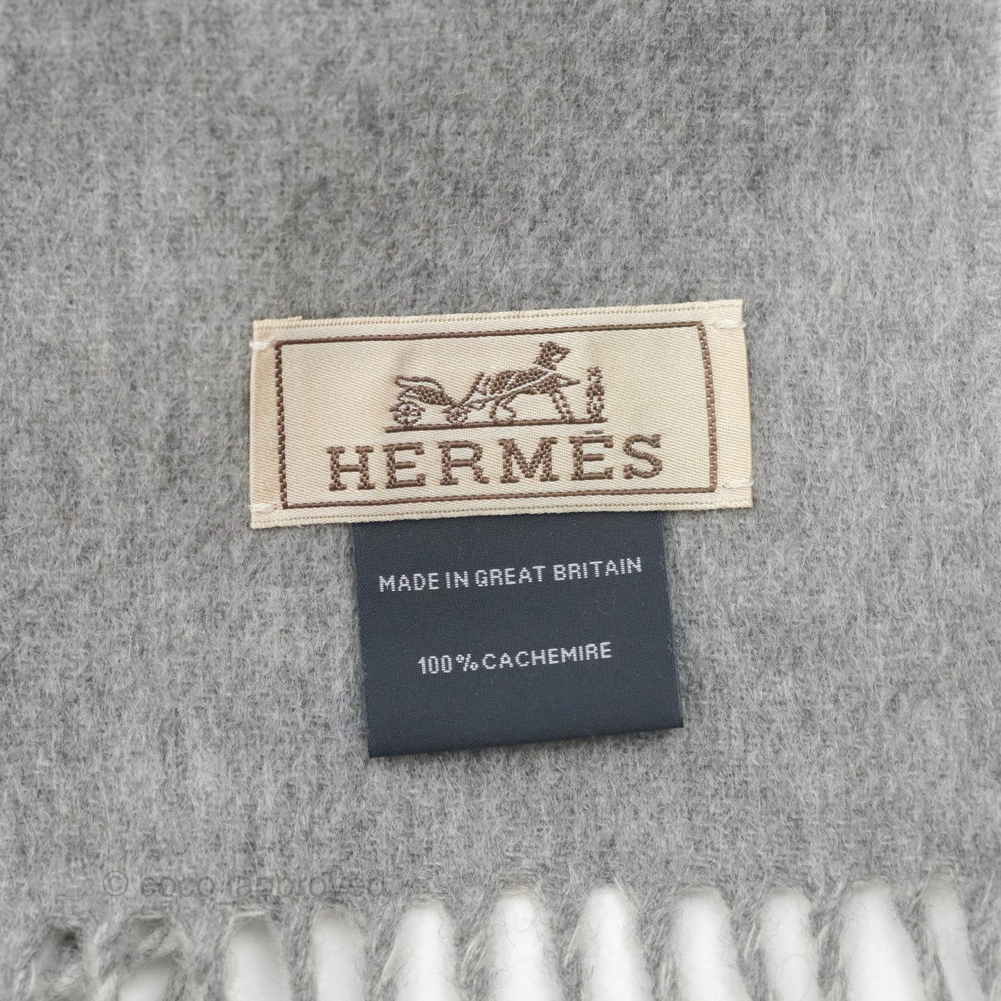 Hermes Cashmere Fringe Scarf Grey