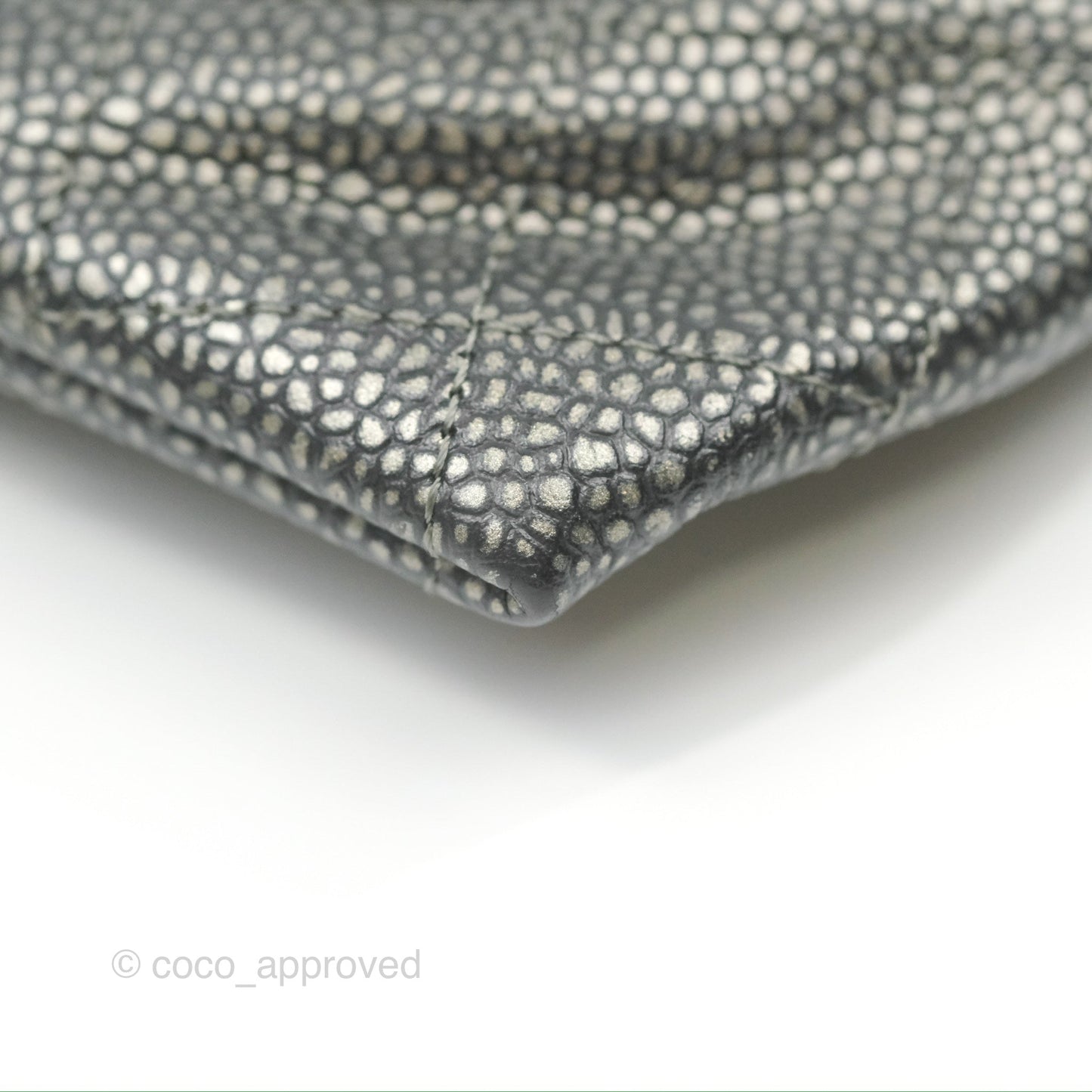 Chanel Half Moon Wallet on Chain WOC Metallic Dark Grey Caviar Silver Hardware