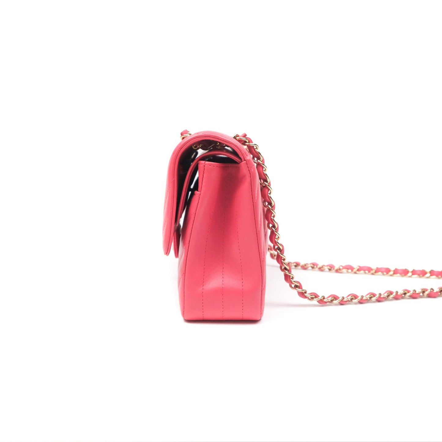 Chanel Medium Classic Flap Chevron Pink Lambskin Gold Hardware
