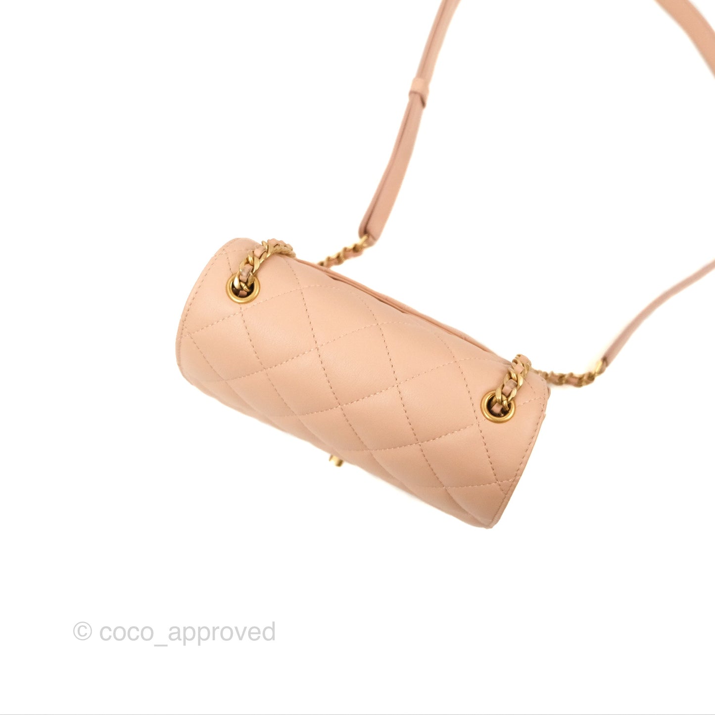 Chanel Messenger Bag Beige Pink Calfskin Aged Gold Hardware